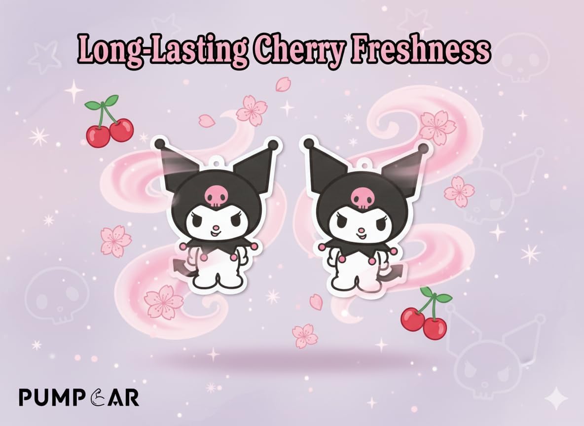 PumpCar 2 pieces cute cat double-sided hanging cartoon cherry-scented funny car air freshener Cool hanging for rearview mirror Car Interior Accessories Gifts