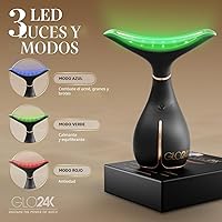 Vista 3 de GLO24K - Dispositivo de belleza facial y cuello con luz roja, herramienta de masajeador facial 3 en 1 con LED y vibración para revitalización