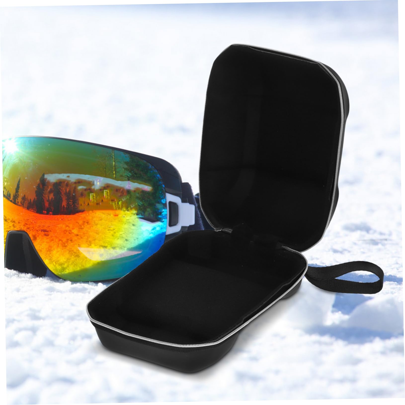 Yardwe Skibrillenetui Brillenhalter Snowboarden Schnee Brillenetuis Sonnenbrillenetui brillenetui Outdoor Reisverschluss zipties Snowboardbrillenabdeckung Brillenbehälter Polyester Black