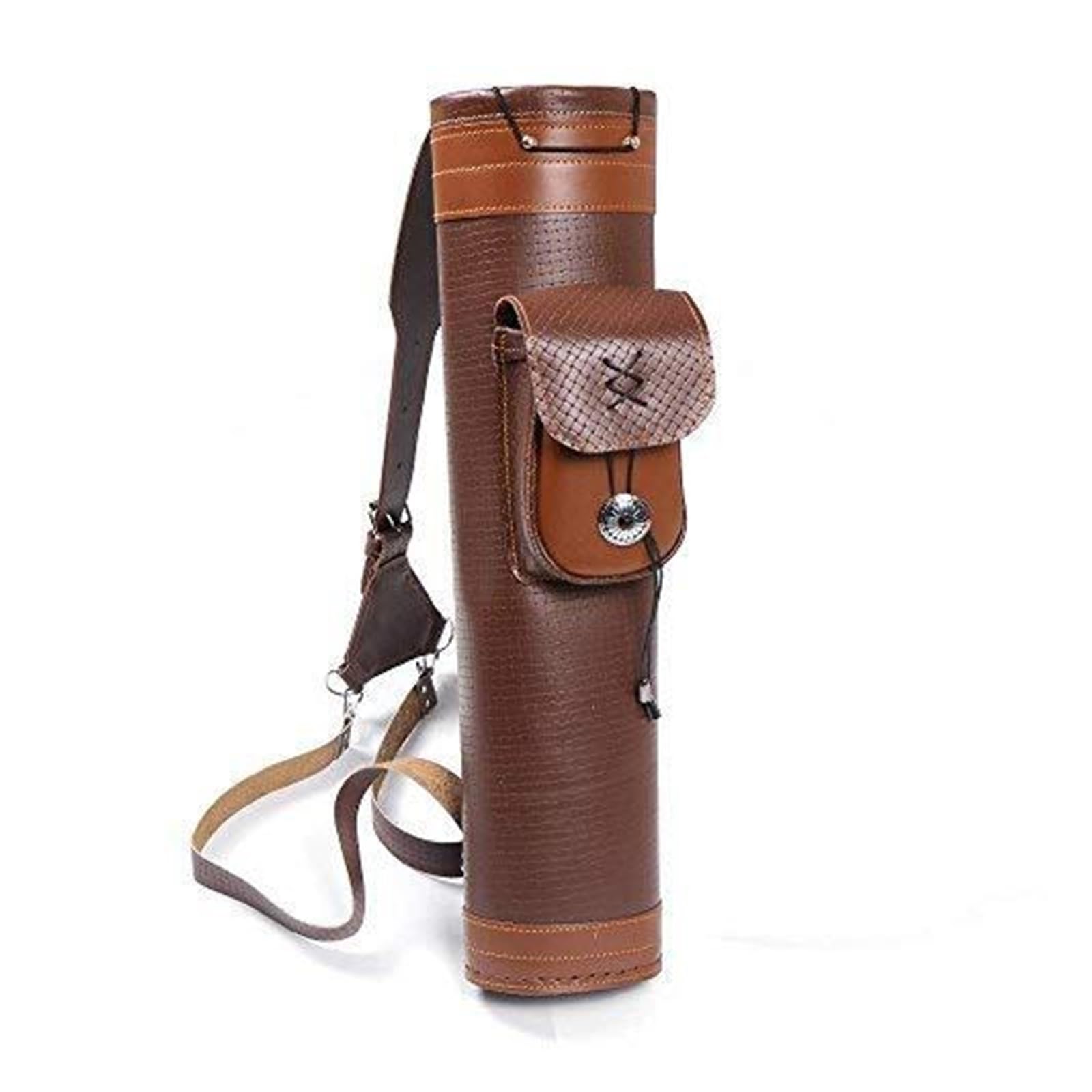 WDWDW Archery Arrow Quiver Holder Back Bag Shoulder Bow Leather with Large Pouch Handmade Straps Belt for Adults Target Practicing Outdoor