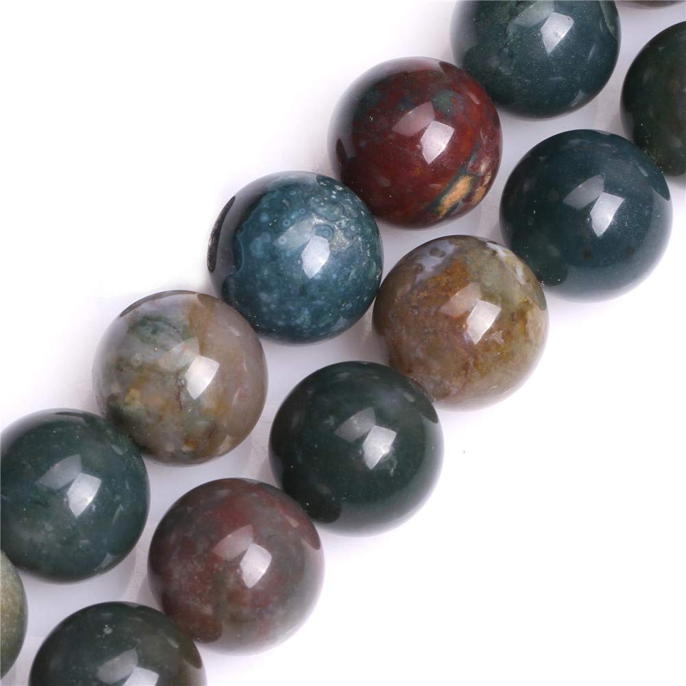 GEM-Inside Natural 18mm Indian Agate Gemstone Loose Beads Round Crystal Energy Stone Power Beads for Jewelry Making 15"