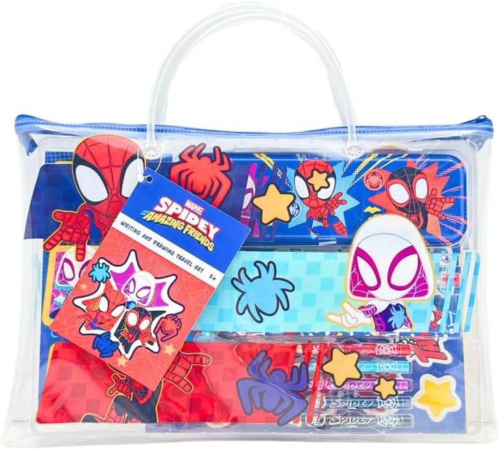 Disney Spidey Children's Drawing Set - Creative Travel Kit with Case, Pencils, Stickers and Notebook - Gift Children 3+