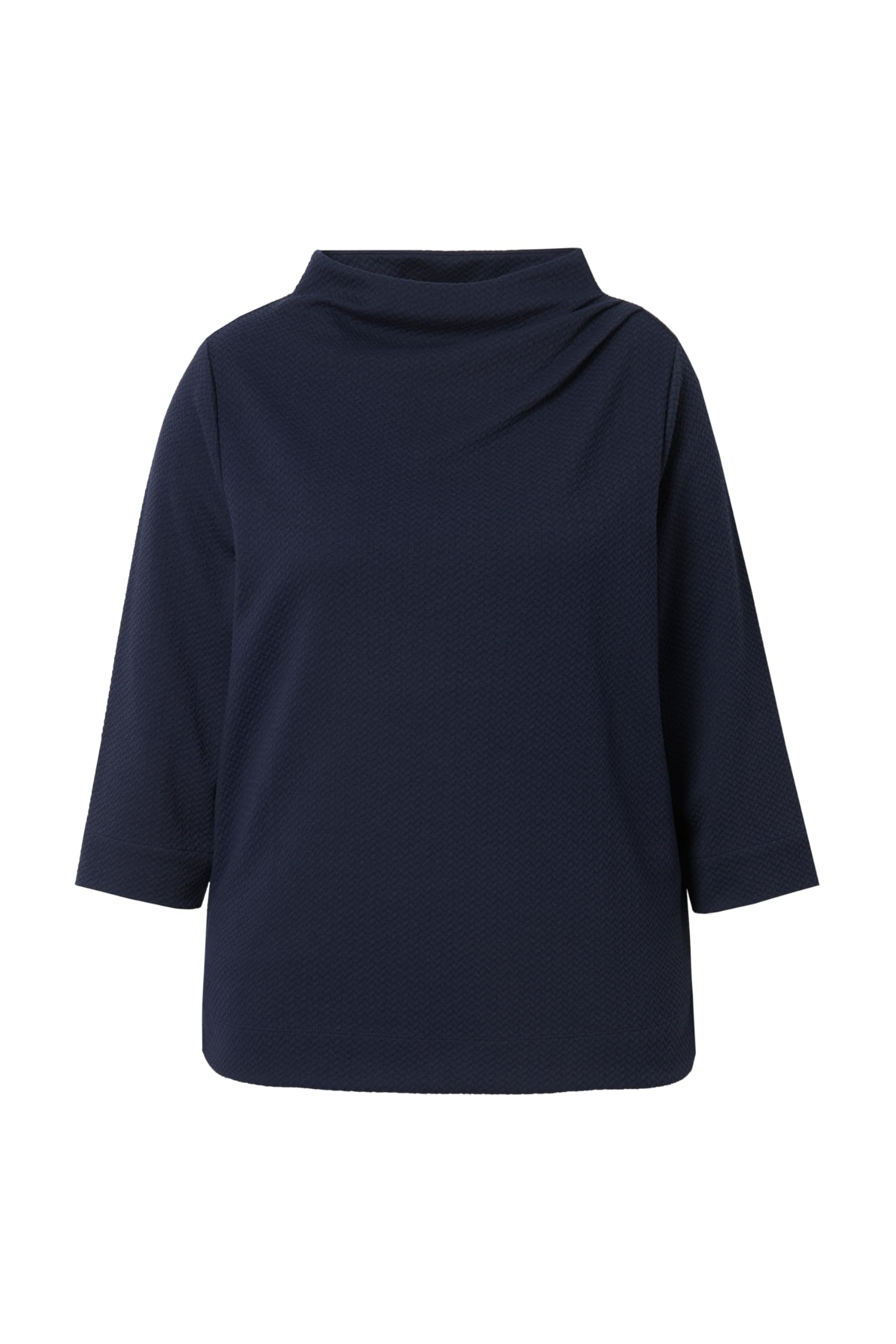 Ulla Popken Sweatshirt, Struktur, Stehkragen, Zierfalten, 3/4-arm Sudaderas Mujer (Pack de 1)