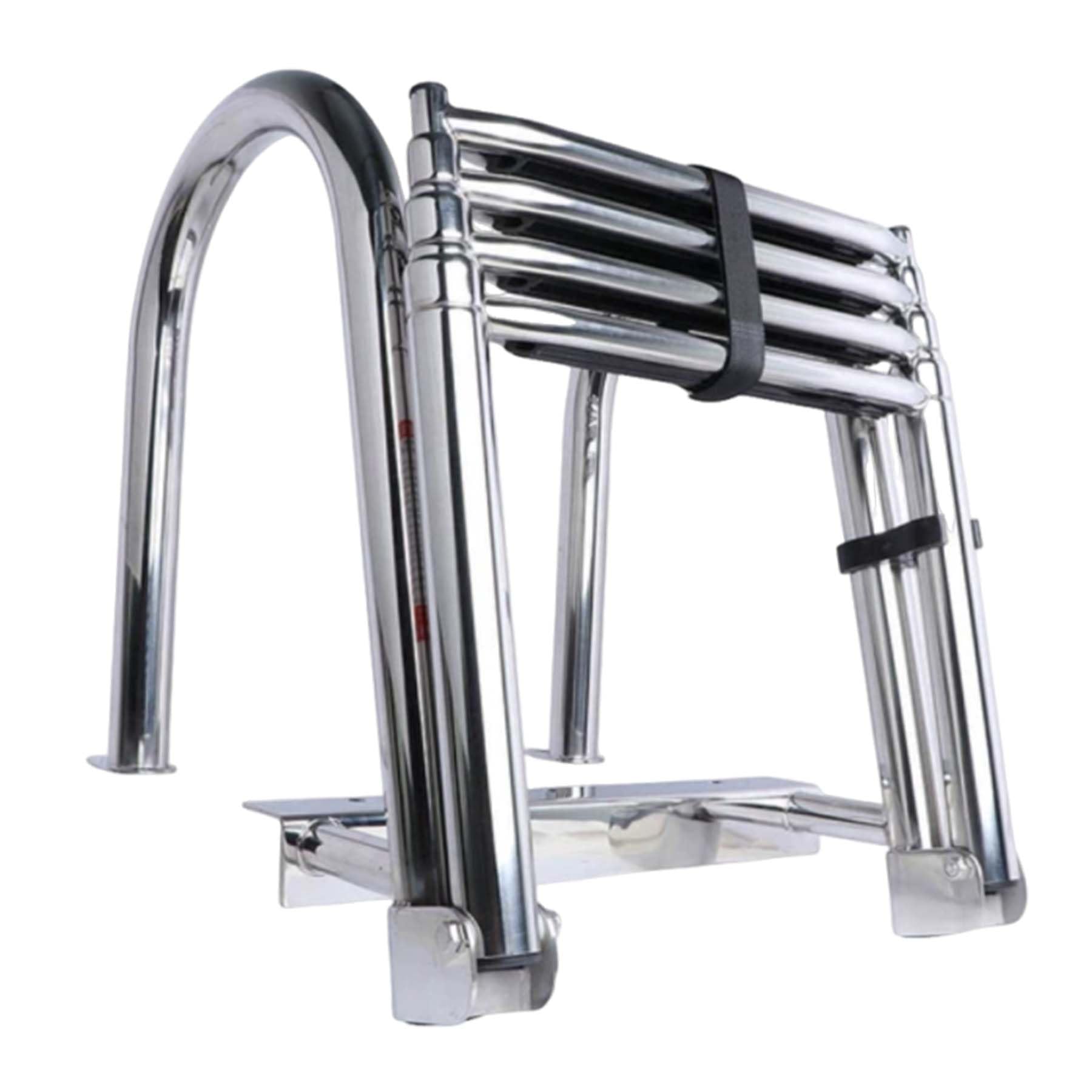 4 Step Folding Boat Ladde,Steel Swimming Ladder Boat, Stainless Steel Heavy Duty Pontoon/Floating Dock Marine Yacht.