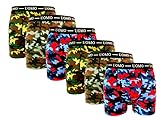 6er Pack Herren Boxershorts Männer Men Underwear Unterwäsche Retro Army Navy Flecktarn Camouflage Bundeswehr Design in Größe XL