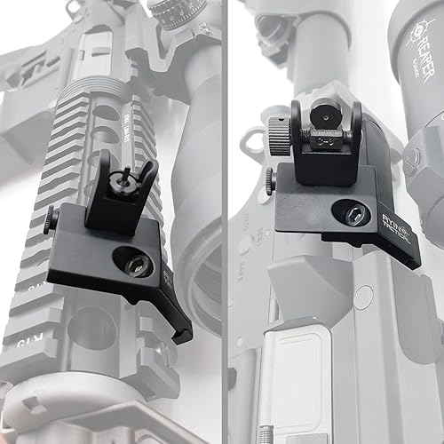 Miniatura 4 de AYIN Miras tácticas de hierro abatibles para rifle, visión de hierro delantera y trasera de transición rápida, riel Picatinny y riel Weaver