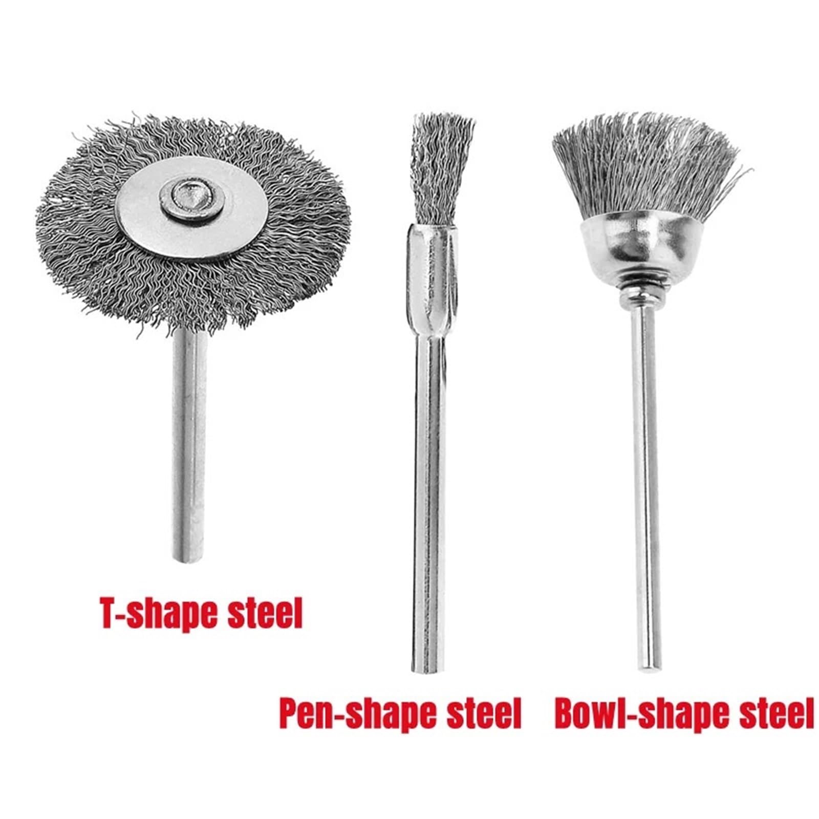 Szczotki metalowe, tarcze miseczkowe, Zestaw szczotek drucianych stalowych 10-45 szt. Ścierne koło garnkowe z chwytem 2,35/3 mm do polerowania wiertłem(45PCS-Silver)