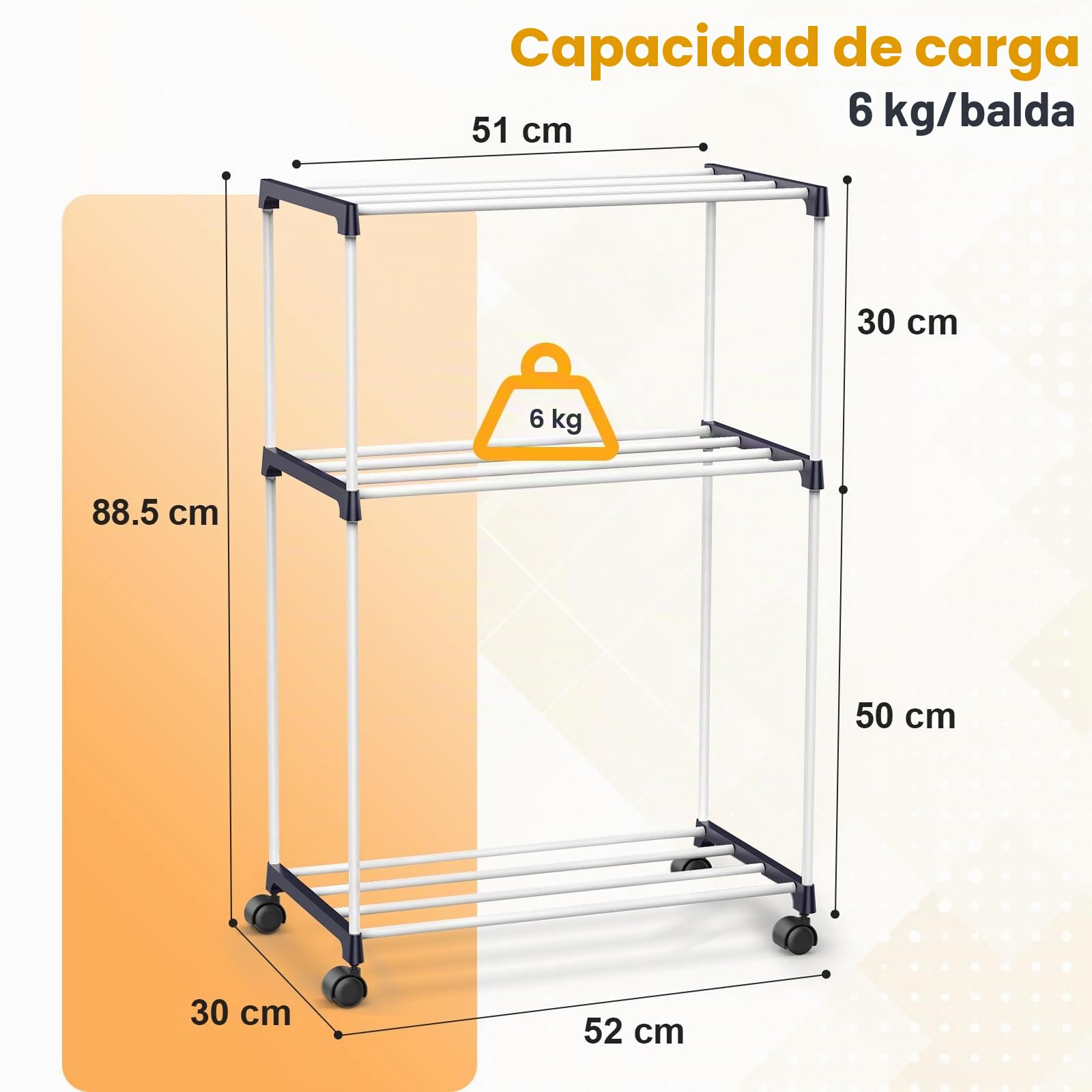 johgee Tendedero pequeño, toallero Independiente, Ahorro de Espacio, Torre con Ruedas, Soporte de Secado de Interior para baños, Apartamentos y lavanderías, 3 Niveles