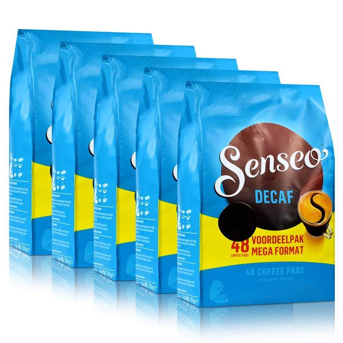 Senseo Kapsułki do kawy Décafé / bezkofeinowane, bogaty aromat, intensywny i zrównoważony, kawa, nowy design, 5 szt. w opakowaniu, 5 x 48 saszetek
