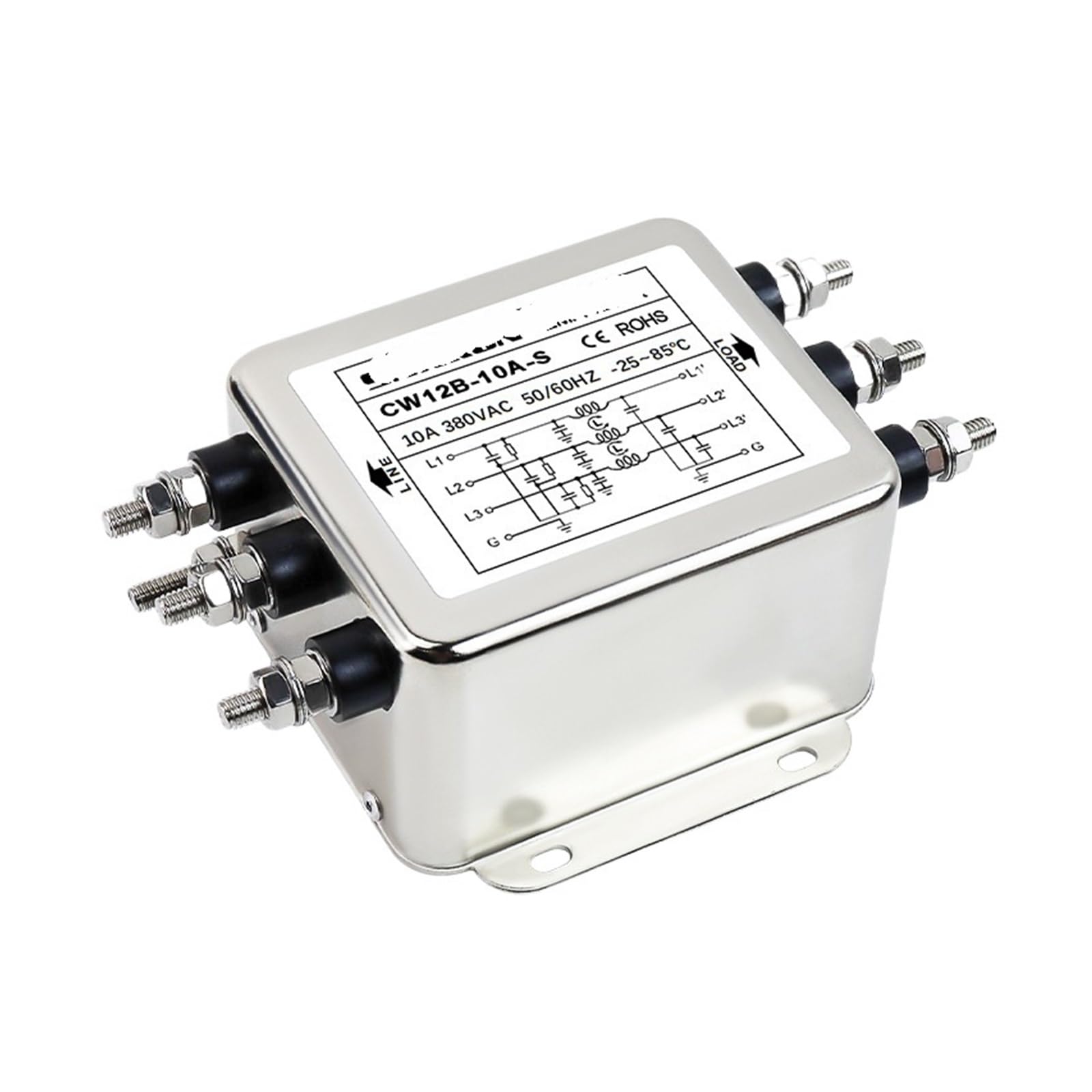 YTMJPQQJI Three-Phase Three-Wire 380V AC Filter CW12B-20/40/60/80/30A-S Bolt Interference Purification(CW12B-10A-S)