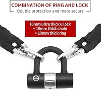 Vista 5 de Candado antirrobo AKM para bicicleta de 3 pies/90 cm de largo, candado de cadena resistente de 10 mm de espesor con 4 llaves, seguridad de 16 mm