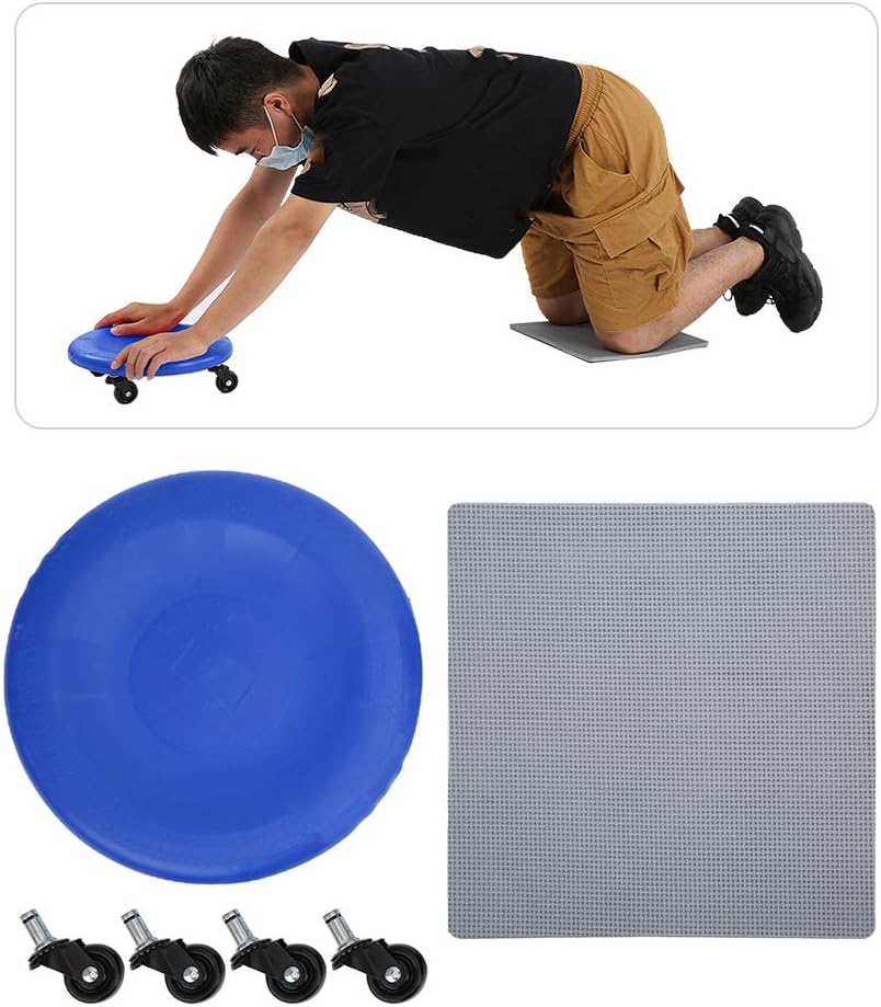 Abdominal Exercise Roller, 4 Wheel Plate Slide Disc Fitness Equipment for Home Office Gym (Blue)