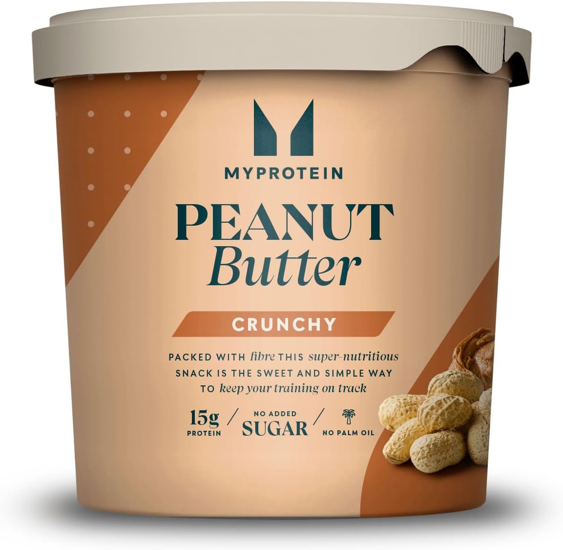 Myprotein All-Natural Peanut Butter Crunchy | High Protein Nut Spread | Source of Fibre, Vitamin E & Magnesium | No Added Salt, Sugar or Palm Oil | 1kg Tub | Vegetarian & Vegan Friendly