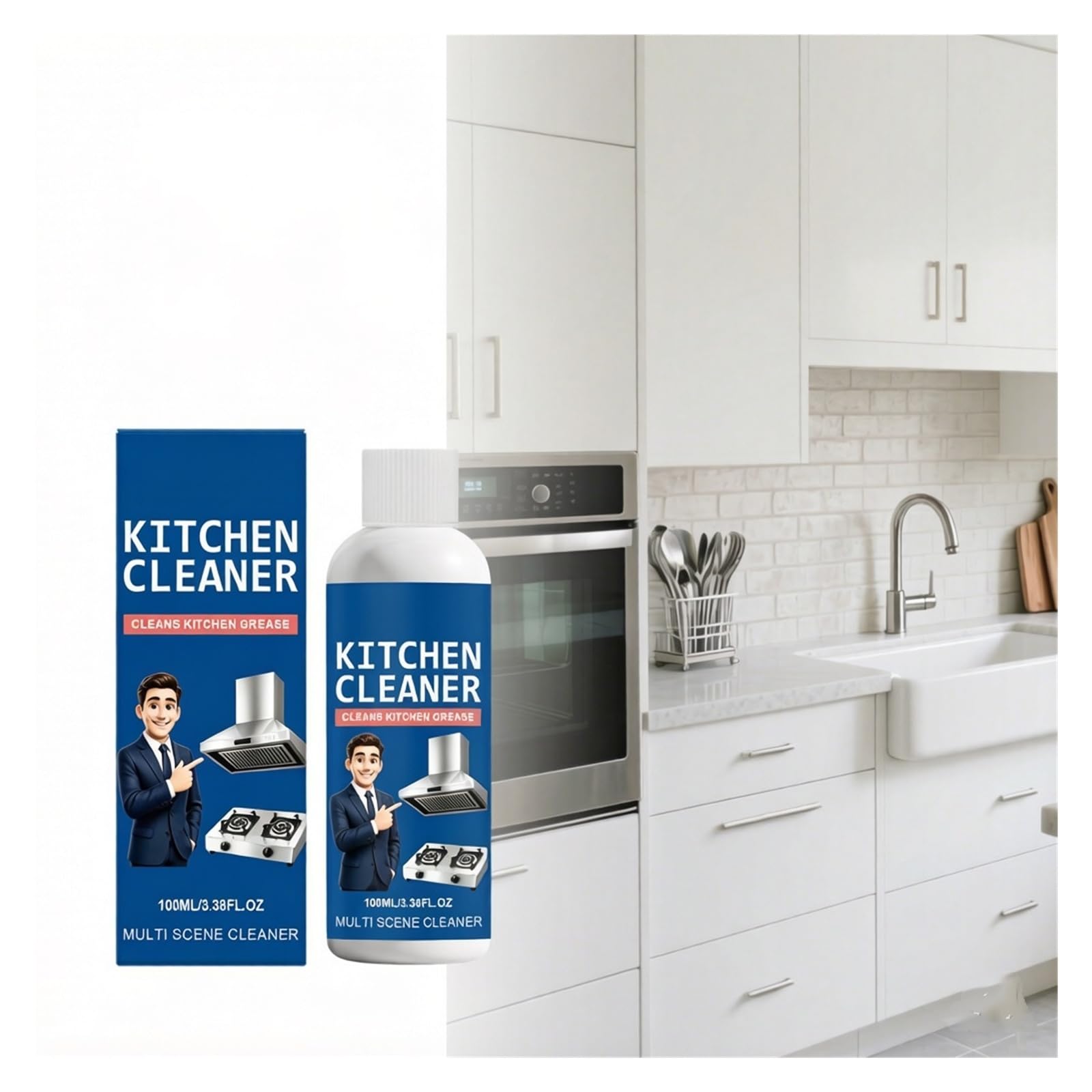Detergente for cucina da 100 ml, un must for ogni casa | Pulizia del grasso pesante dalle cappe da cucina(3pcs)