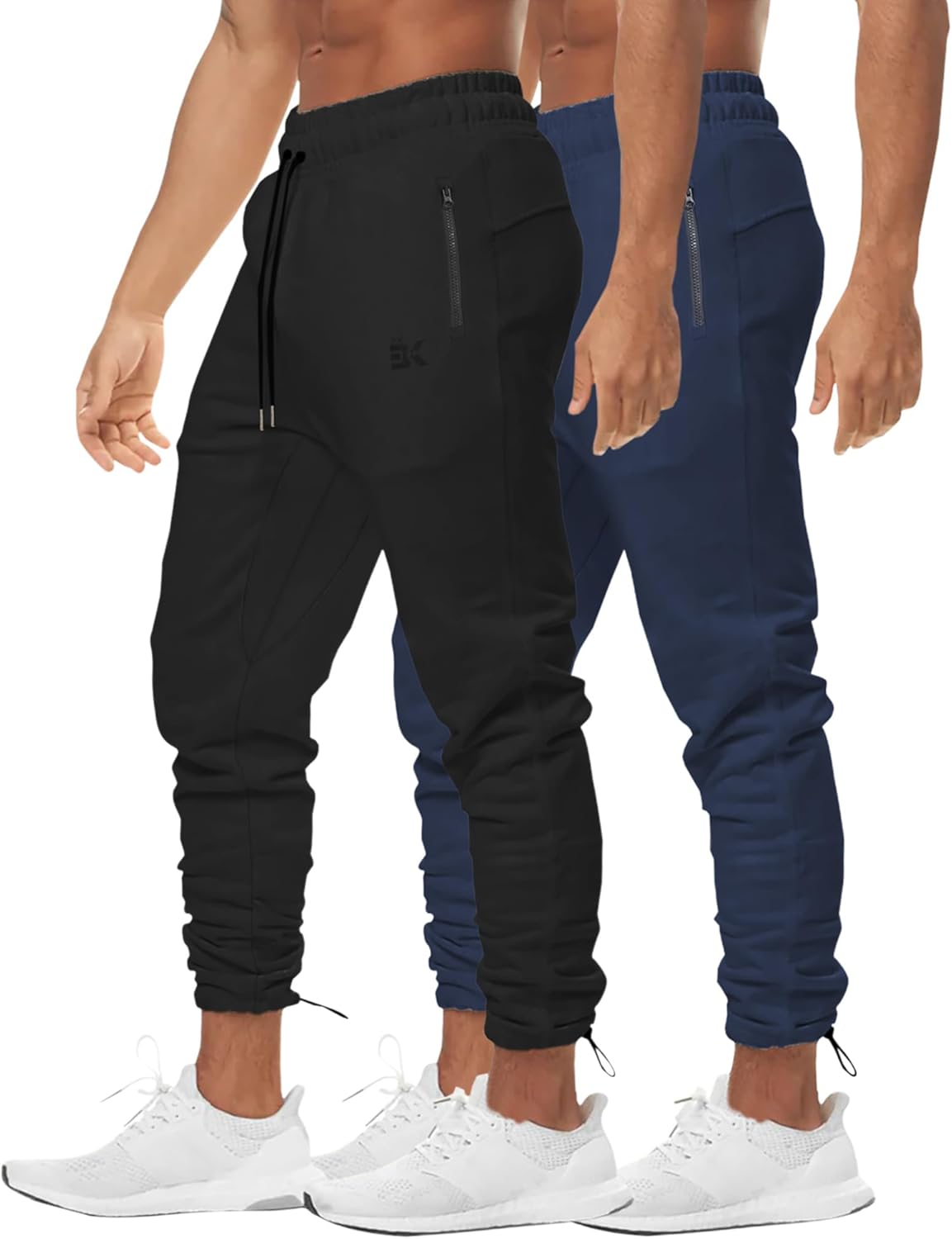 BROKIG 3-Packs Mens Vertzip Gym Joggers Pants, Ankle Cords Athletic Trousers Workout Tracksuit Bottoms for Men with Zip Pockets