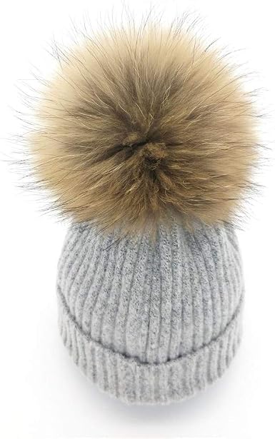 Winter Hats Real Pom Poms Hat Girls 