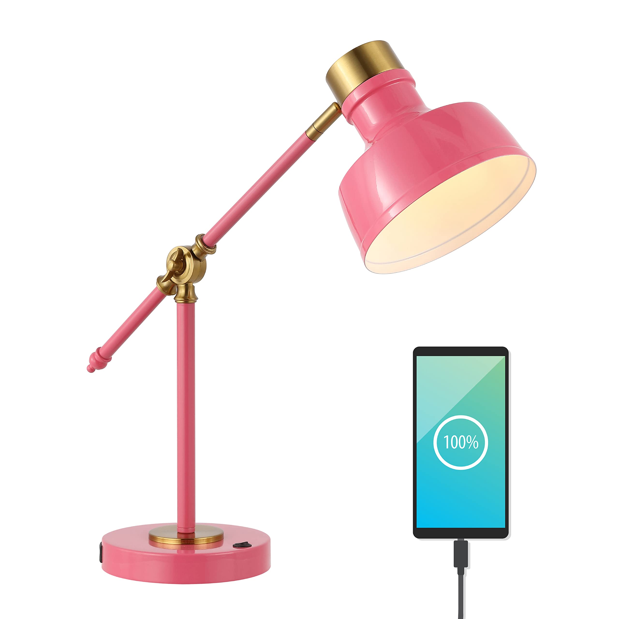 JONATHAN Y Allegra Metal Task Desk Lamp USB Port 18.5