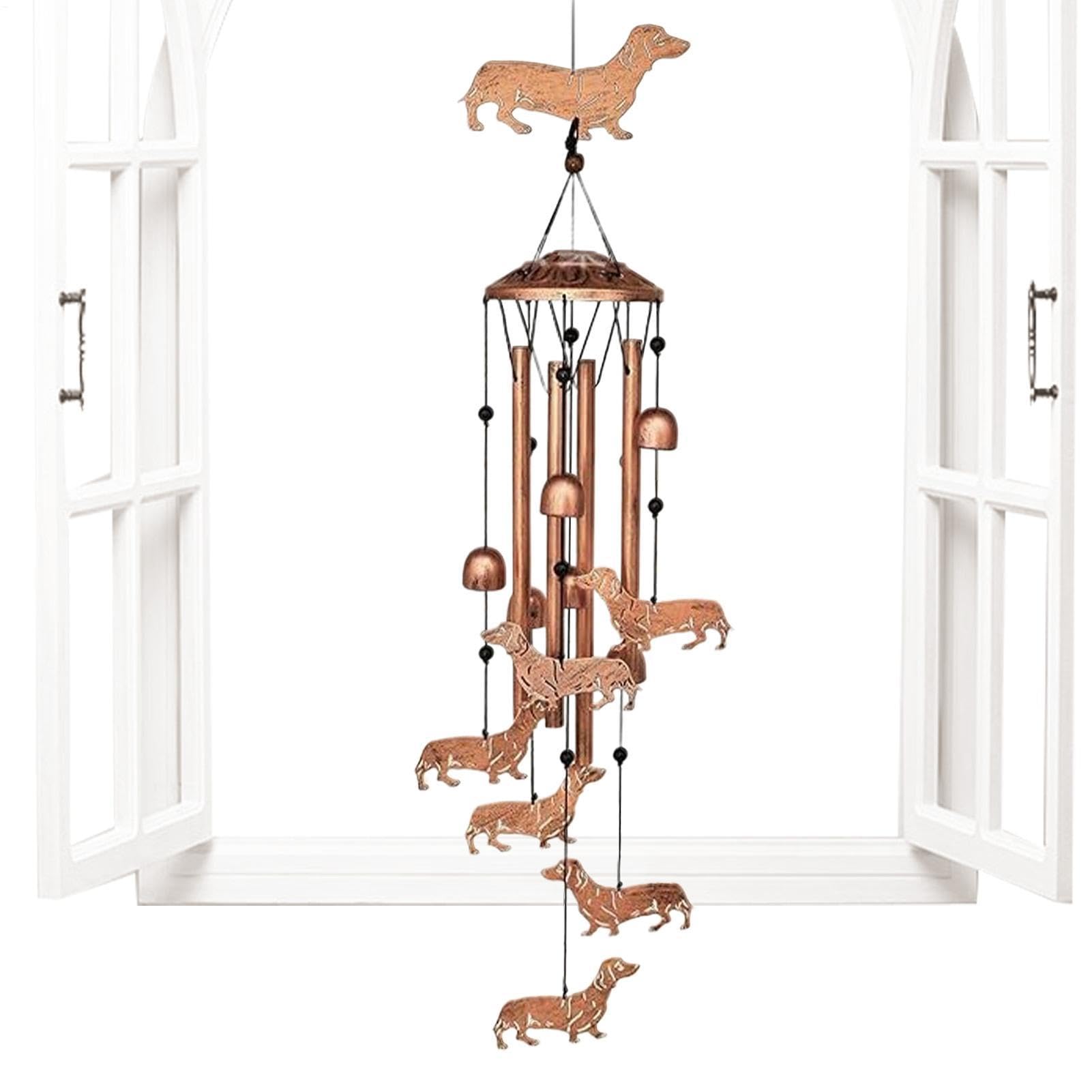 Carillon à vent teckel en métal déco jardin et maison