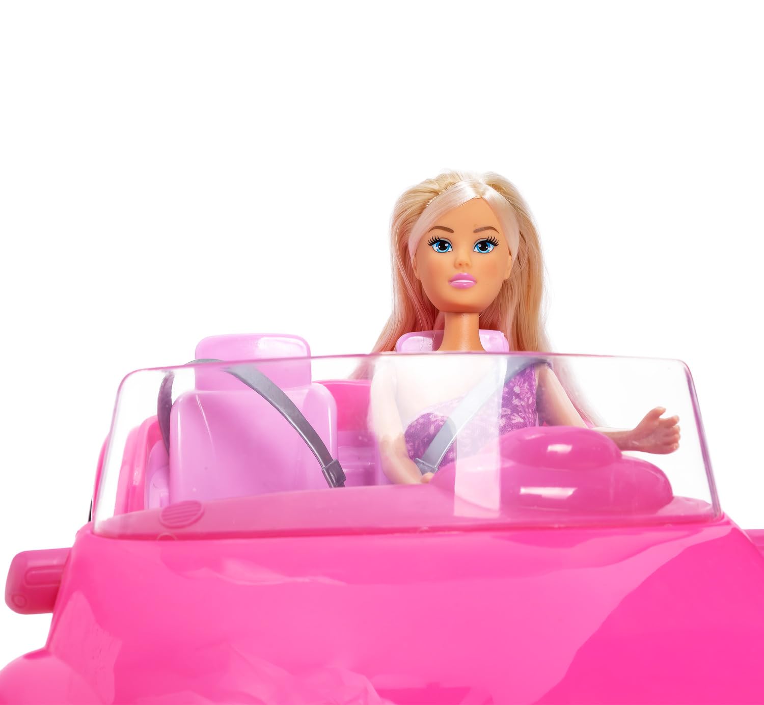 Simba Steffi Love Beach Car – Steffi im Strandbuggy mit Stickerbogen zum Dekorieren, Fahrzeug für Puppen bis 29 cm, Länge 29 cm, Puppenfahrzeug für Kinder ab 3 Jahren