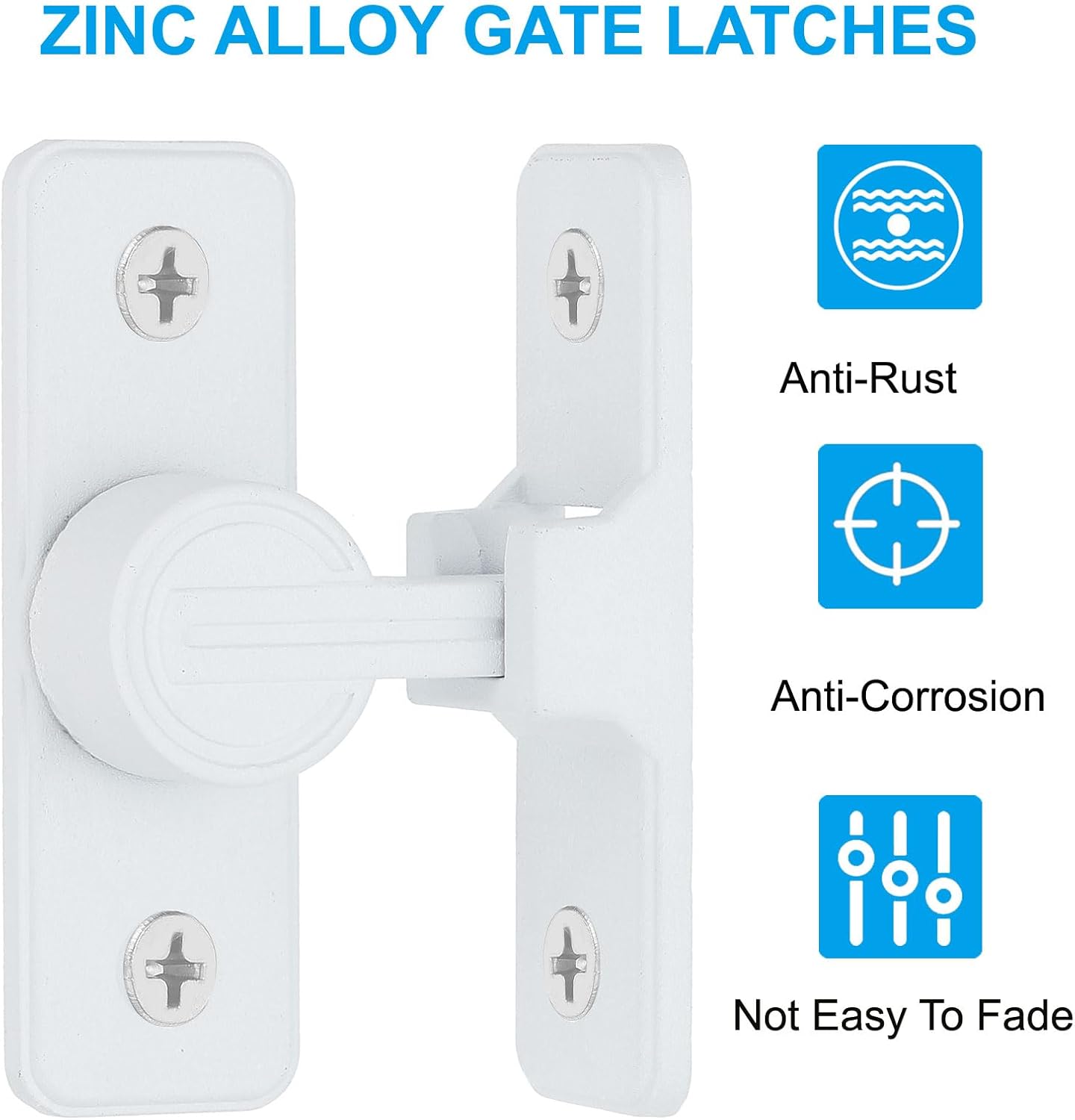 PATIKIL 90 Degree Barn Door Lock, Flip Latches Zinc Alloy Safety Sliding Door Bolt Latch Lock for Garden Garage Bathroom Gate, White