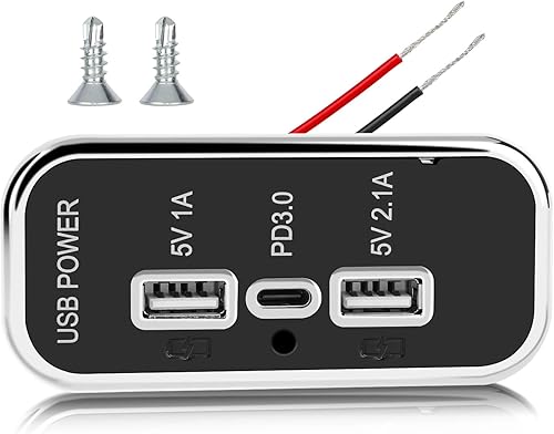 3 puertos de salida USB de 12 V, puerto USB A dual 3.1A, puerto tipo C PD QC 3.0 carga súper rápida compatible con teléfono 14 13 12, S22 S21 S20, disponible en Yaxa Peru