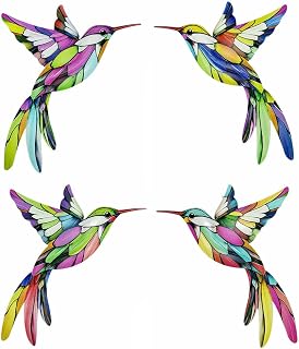 LWINGFLYER 4 Pcs Bohemian Wall Decor Metal Butterfly & Hummingbird – Mexican Talavera Wall Art for Outdoor Fence & Indoor Bathroom Kitchen (Hummingbirds 02)