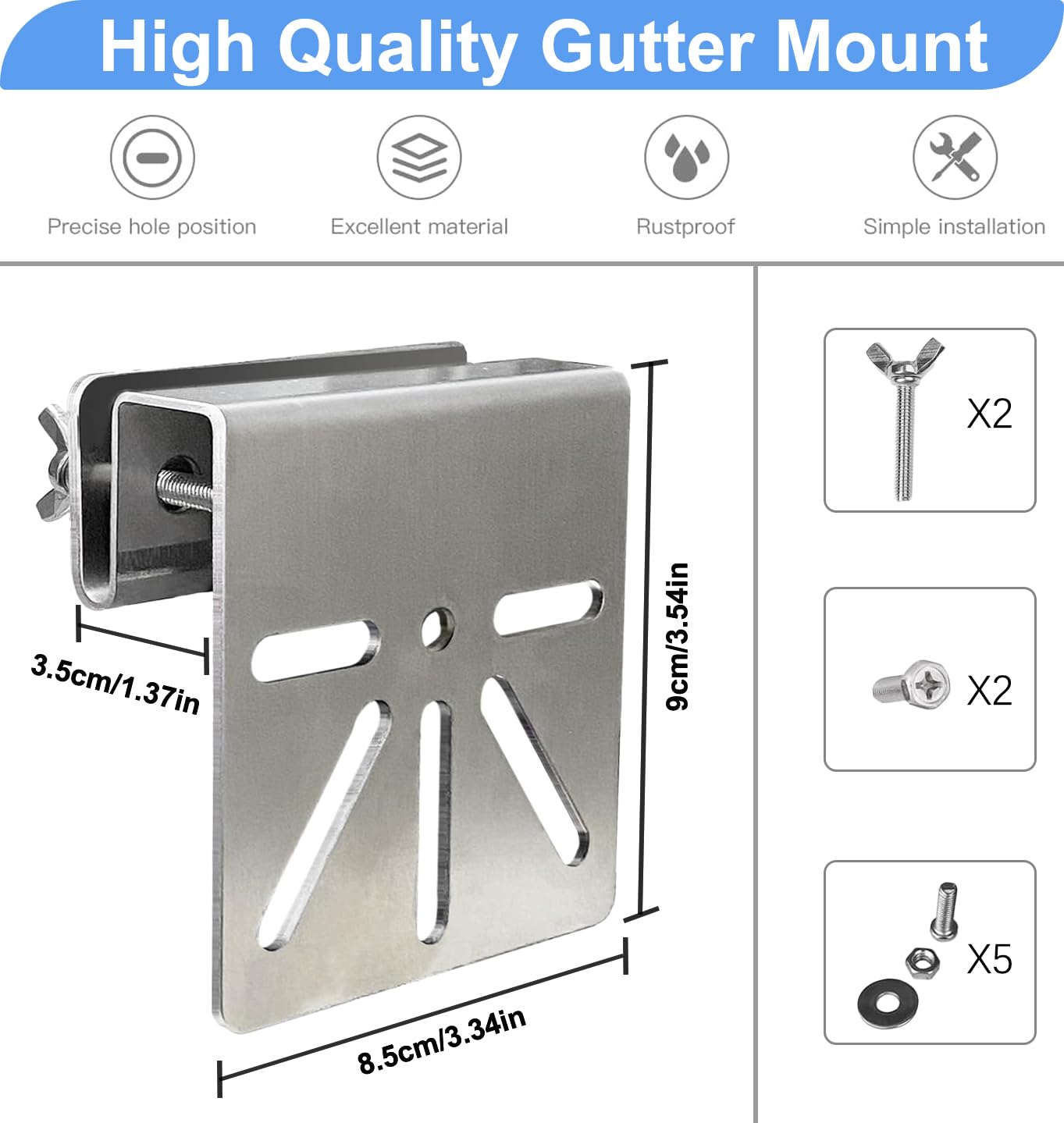 No-Drill Gutter Camera Mount - Stainless Steel Bracket For S340 & Solar Security Cameras