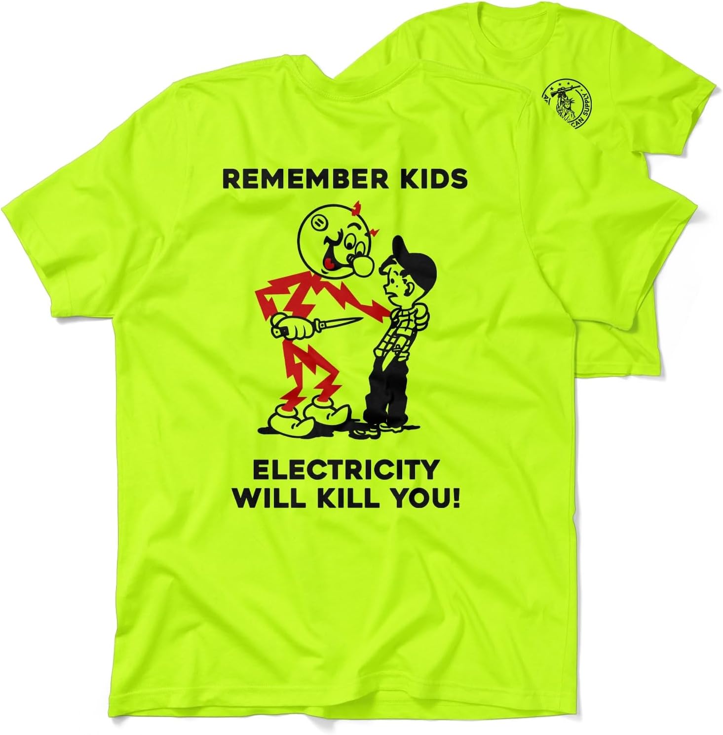 Hi Vis, Hi Viz Remember Kids Cotton/Poly Blend Half-Sleeve Safety T-Shirt, Funny Work Shirts for Men, Safety Yellow