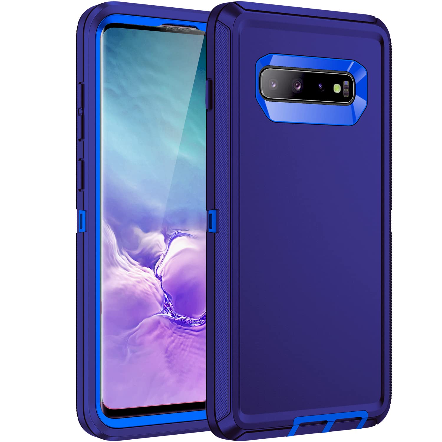 Regsunfor Galaxy S10 Plus Case,Shockproof 3-Layer Full Body Protection [Without Screen Protector] Rugged Heavy Duty High Impact Hard Cover Case for Samsung Galaxy S10 Plus,Dark Blue