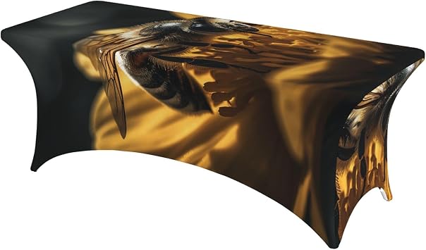 Serious Bee Tablecloth 6FT Stretch Spandex Table Cover Rectangle Table Cloth Waterproof & Stain Resistant Tablecloths Washable Tablecover for Dining Tabletop Decoration, Black