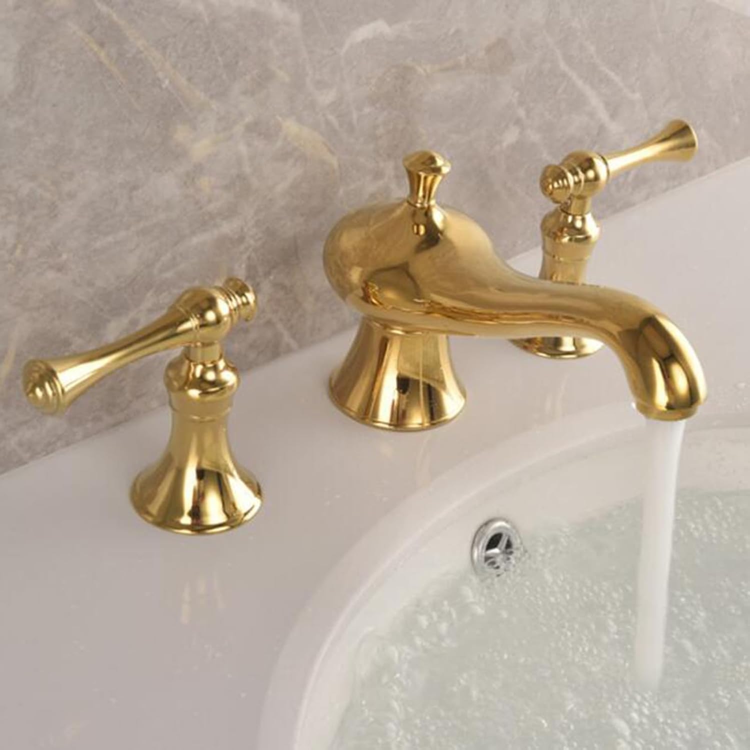 Basin Mixer Faucet 3 Hole Bathroom Sink Faucets Gold Bathroom Faucet Antique Brass Faucets for Bathroom Basin-Gold
