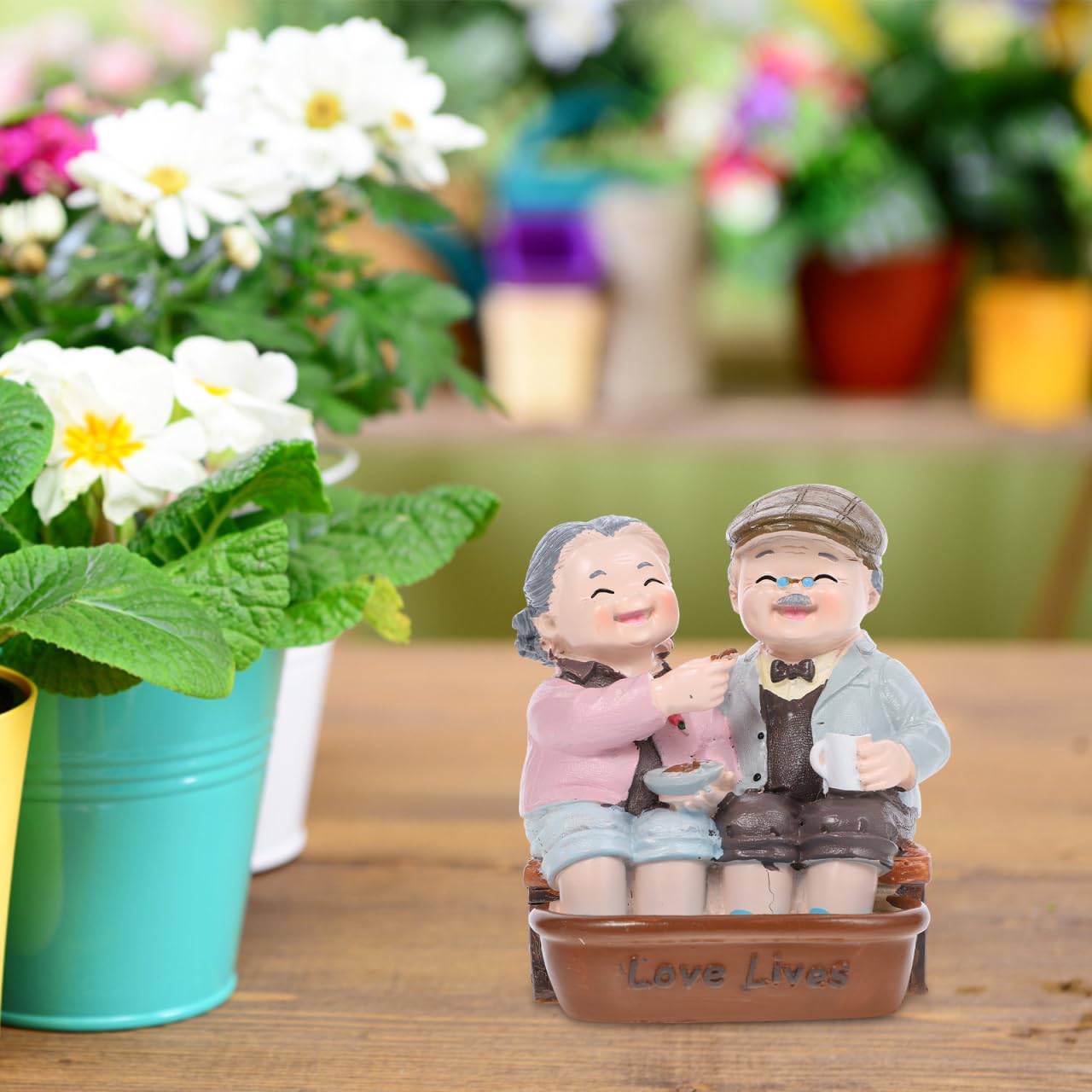 Homoyoyo Figurine di Coppia di Anziani in Resina Marito Figure Torta Topper Anziani Modello In Miniatura Il Nonno E Nonna Decorazione Torta Creativo Ornamento Casa Mini Ornamento