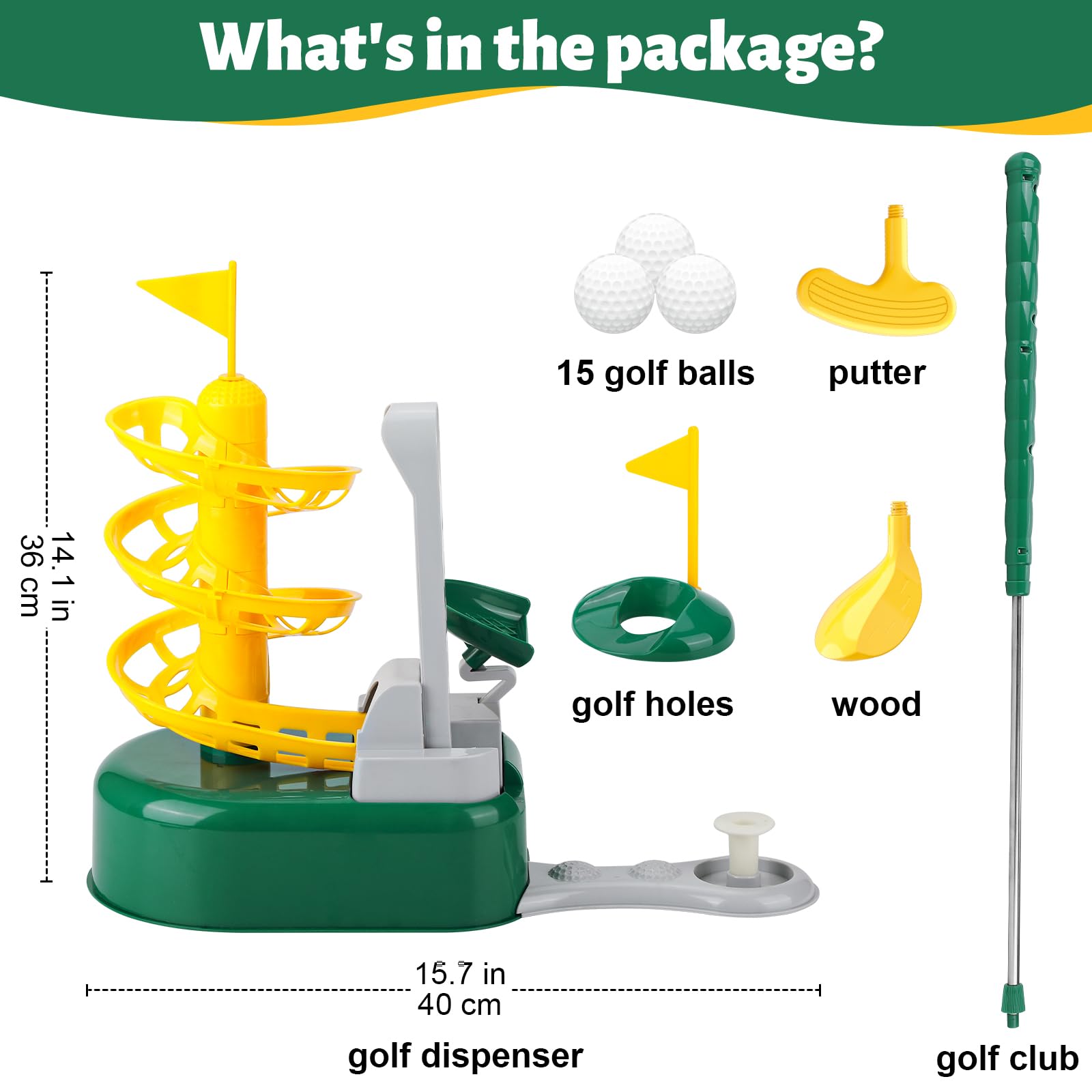 Liberry Kids Golf Club Set for 3 4 5 6 7 Years Old Boys Girls, Toddler Golf Set with Golf Dispenser, Retractable Clubs & 2 Heads, Indoor Outdoor Sport Toys Birthday Gifts - Image 6