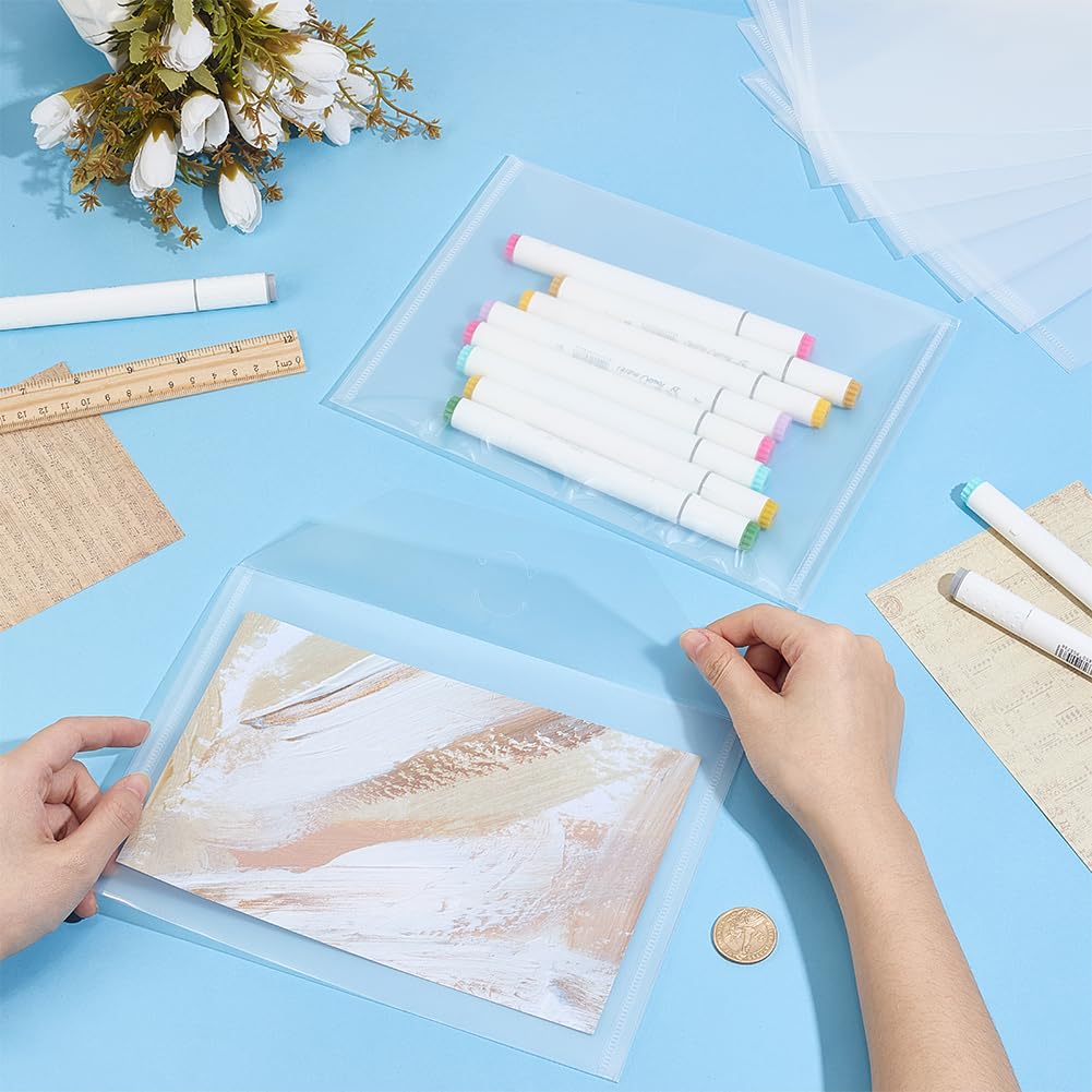 GORGECRAFT 30pz 24 x 18cm Sacchetti Riporre Timbri Fustelle in Plastica Trasparente Richiudibile Album Timbri Custodia Sigilli Timbri Buste Tasche Fustelle Stencil Carta Biglietti Scrapbooking