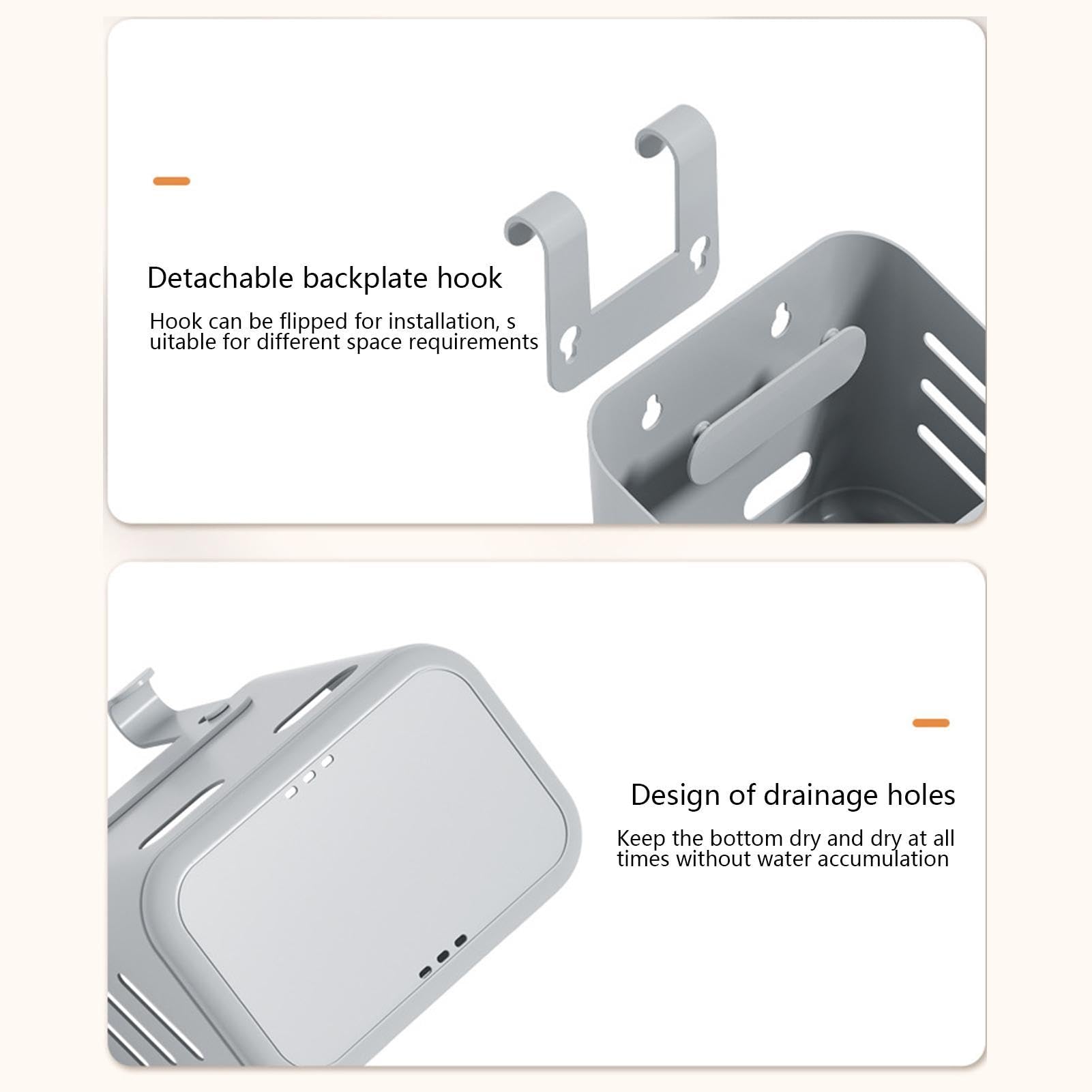 Cestino Doccia Sospeso - Portaoggetti Drenante Per Shampoo E Bagnoschiuma - Foto 7