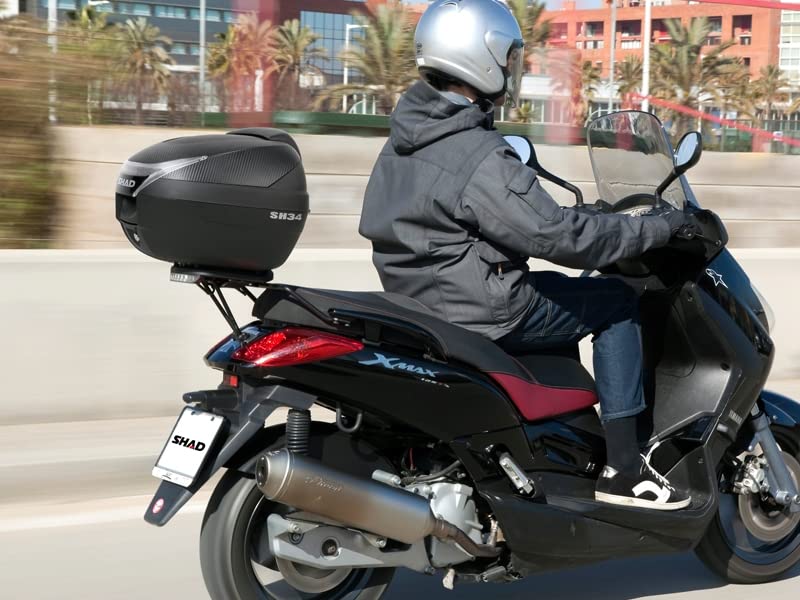 SHAD SH 34 TOP CASE CARBON COFFRE 34 LITRES POUR SCOOTER ET MOTO AVEC PIASTRA UNIVERSEL