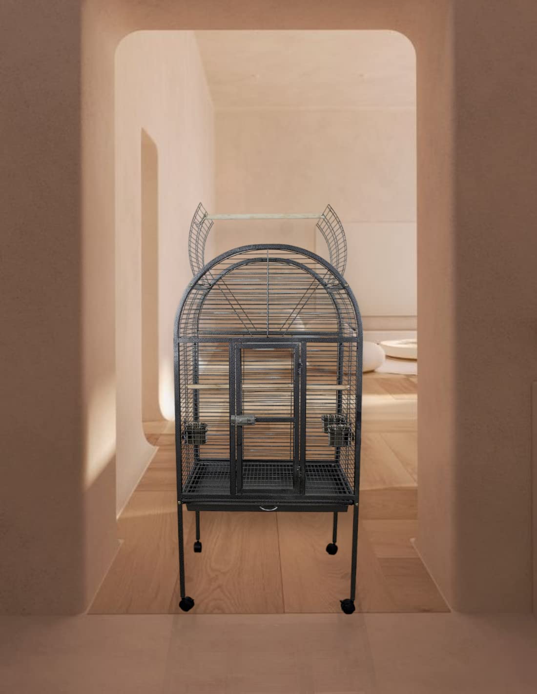 Voliera gabbia pappagalli con ruote dimensioni esterne: 77 x 61 x 172 cm