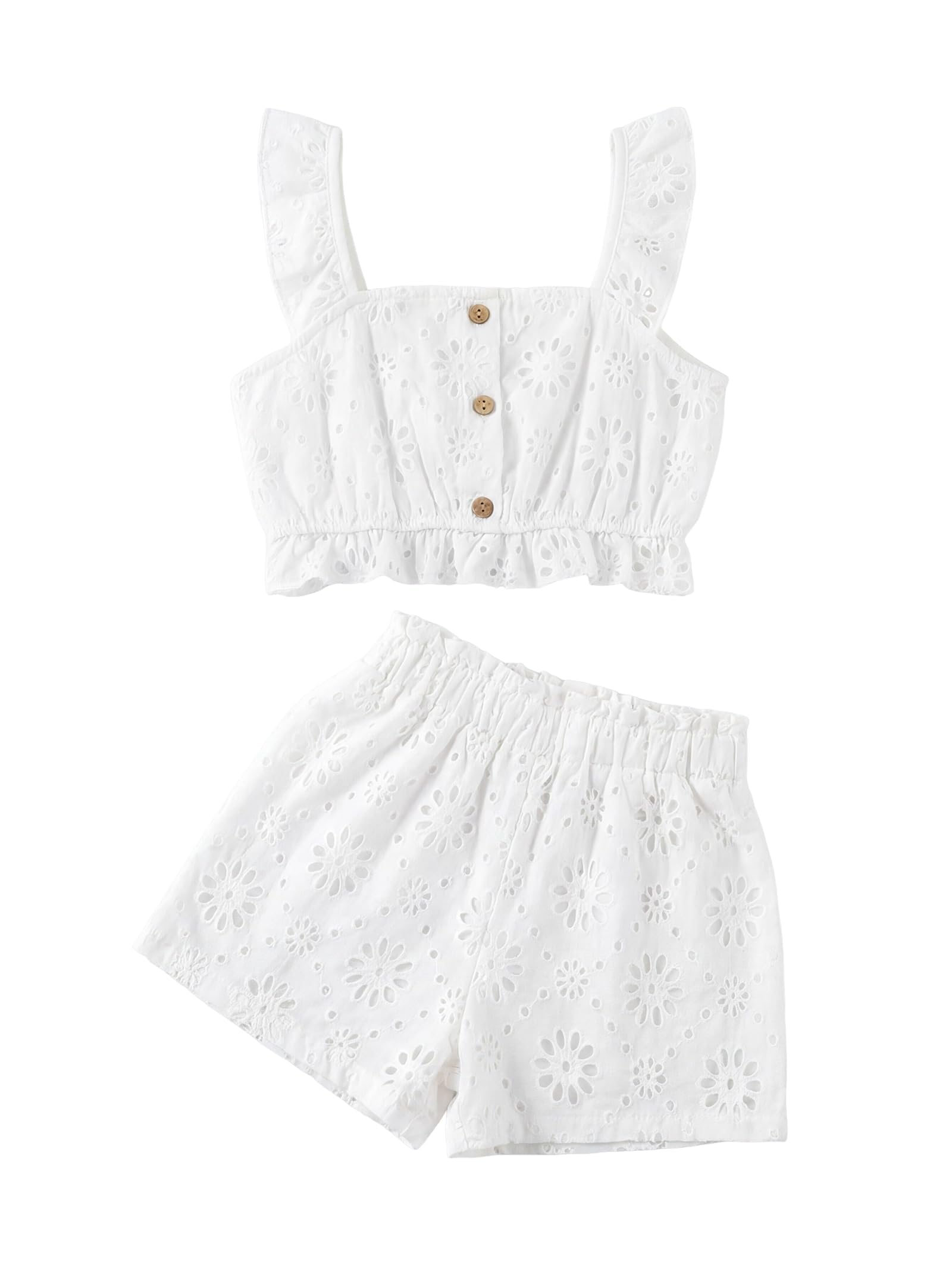Girl's Summer Clothing Sets Knit Ruffle Striped T-Shirt and Shorts 2 Piece Outfits