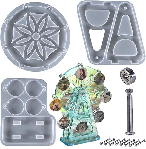 Miniatura 1 de Molde de resina para rueda de la fortuna, 1 juego de moldes de silicona para rueda de finca de resina, molde de decoración de pastel de ferrisa,
