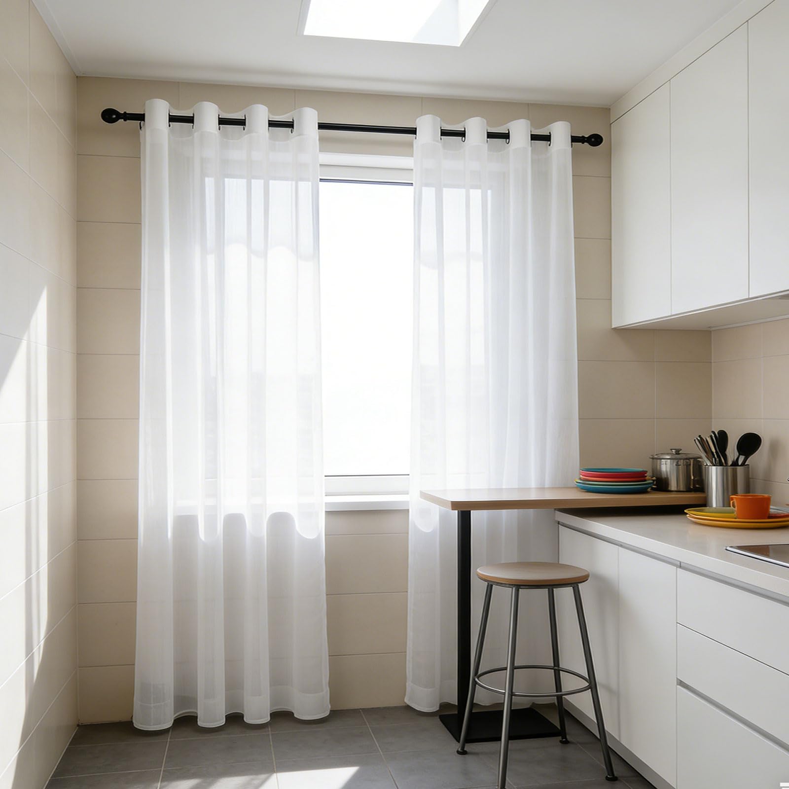 Voilage fenêtre de chambre rideau voile blanc anti-UV 200x285