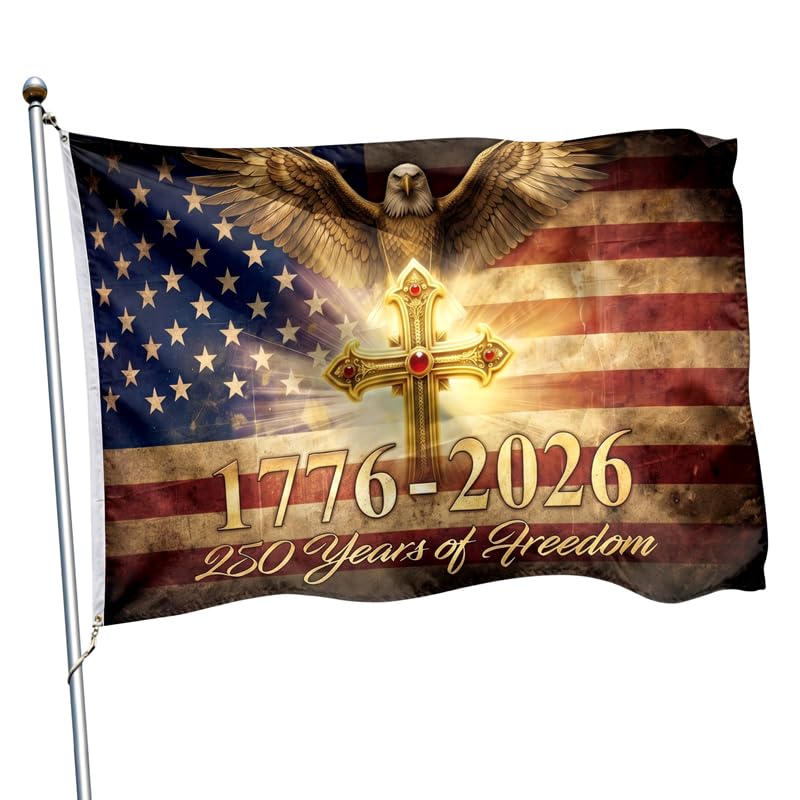 4th of July Decorations - 250 Anniversary USA Flag 4x6 Ft - Double Sided 3 Layer Outdoor Heavy Duty Patriotic Eagle Flag 1776-2026 Independence Day Banner for Yard Home Indoor Outdoor
