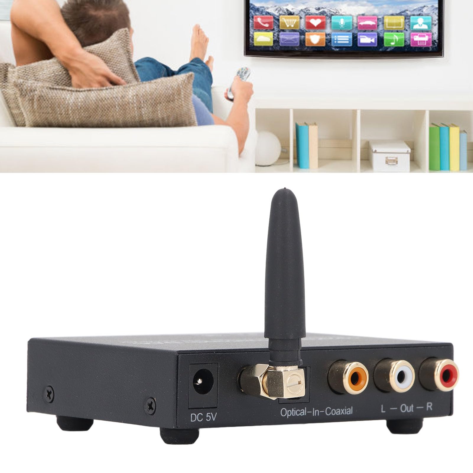 Convertisseur Audio, 5.3 Numérique vers Analogique Optique Coaxial Audio émetteur Récepteur Réglage du Volume pour TV Téléphone Tablette