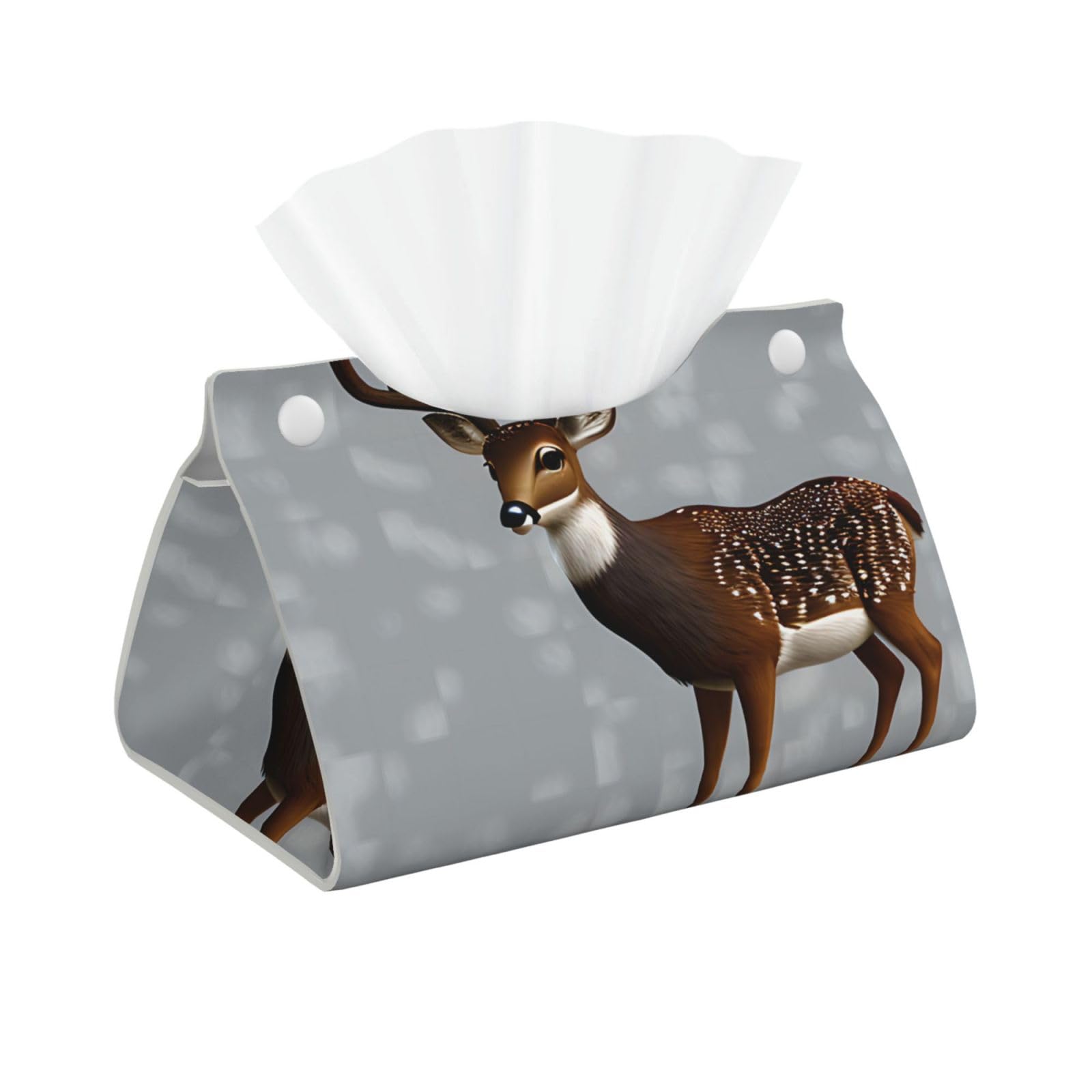 Grey plum deer Rectangular Leather Tissue Box Cover, Folding Facial Tissue Holder Dispenser for Car