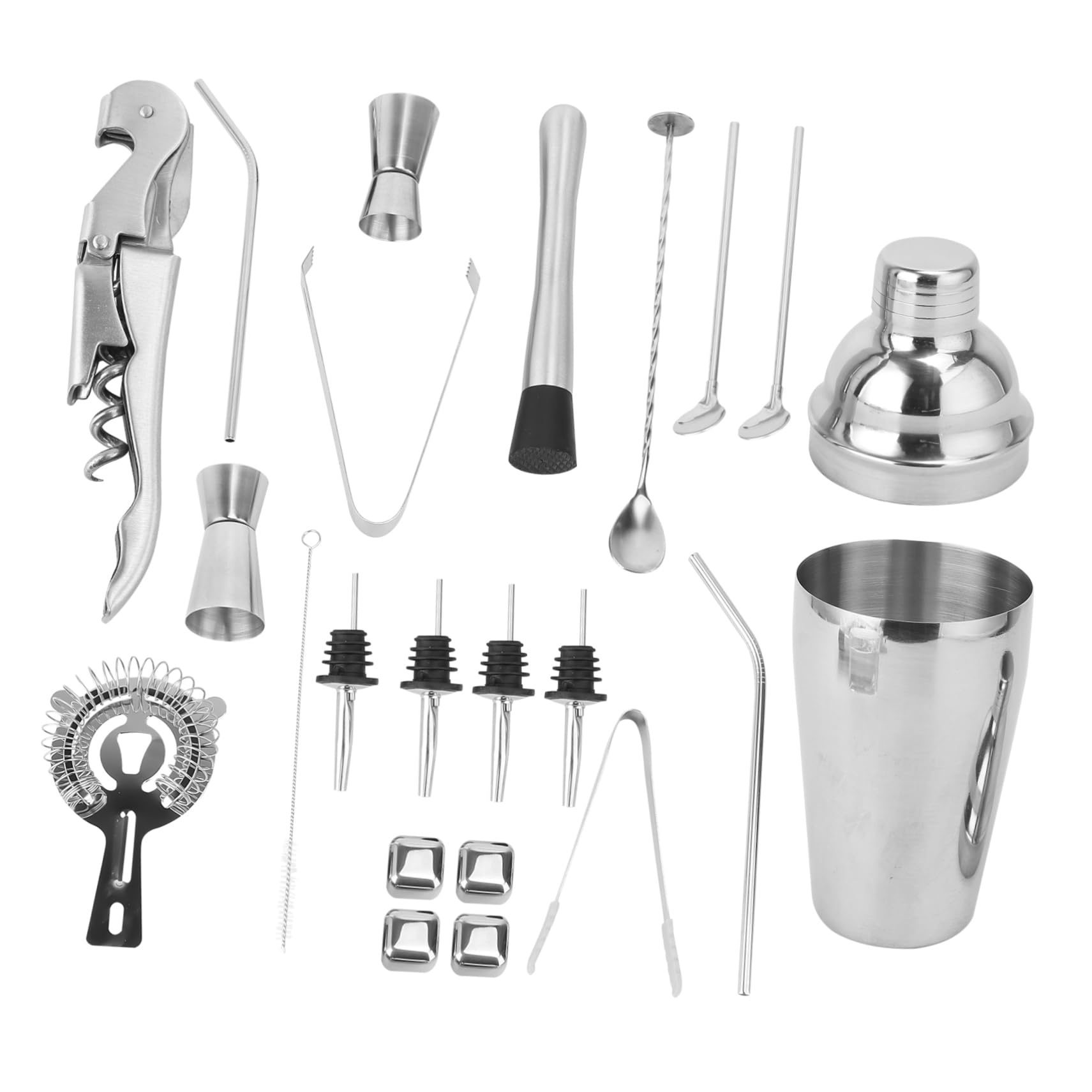 ULTECHNOVO 22pezzi Kit Strumenti Da Bar in Acciaio Set Shaker Per Cocktail Attrezzatura e Forniture Per Baristi Resistente e Professionale