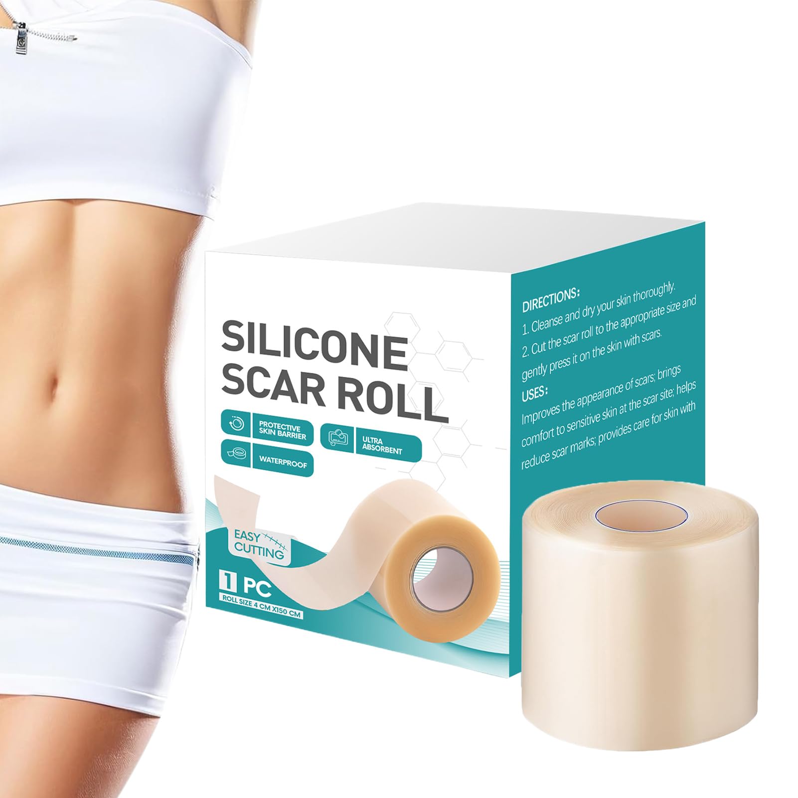Fogli di cicatrici in silicone, nastro per il viso in silicone per la guarigione delle cicatrici da ustioni - Strisce di riparazione della guarigione veloce Provazioni di bellezza