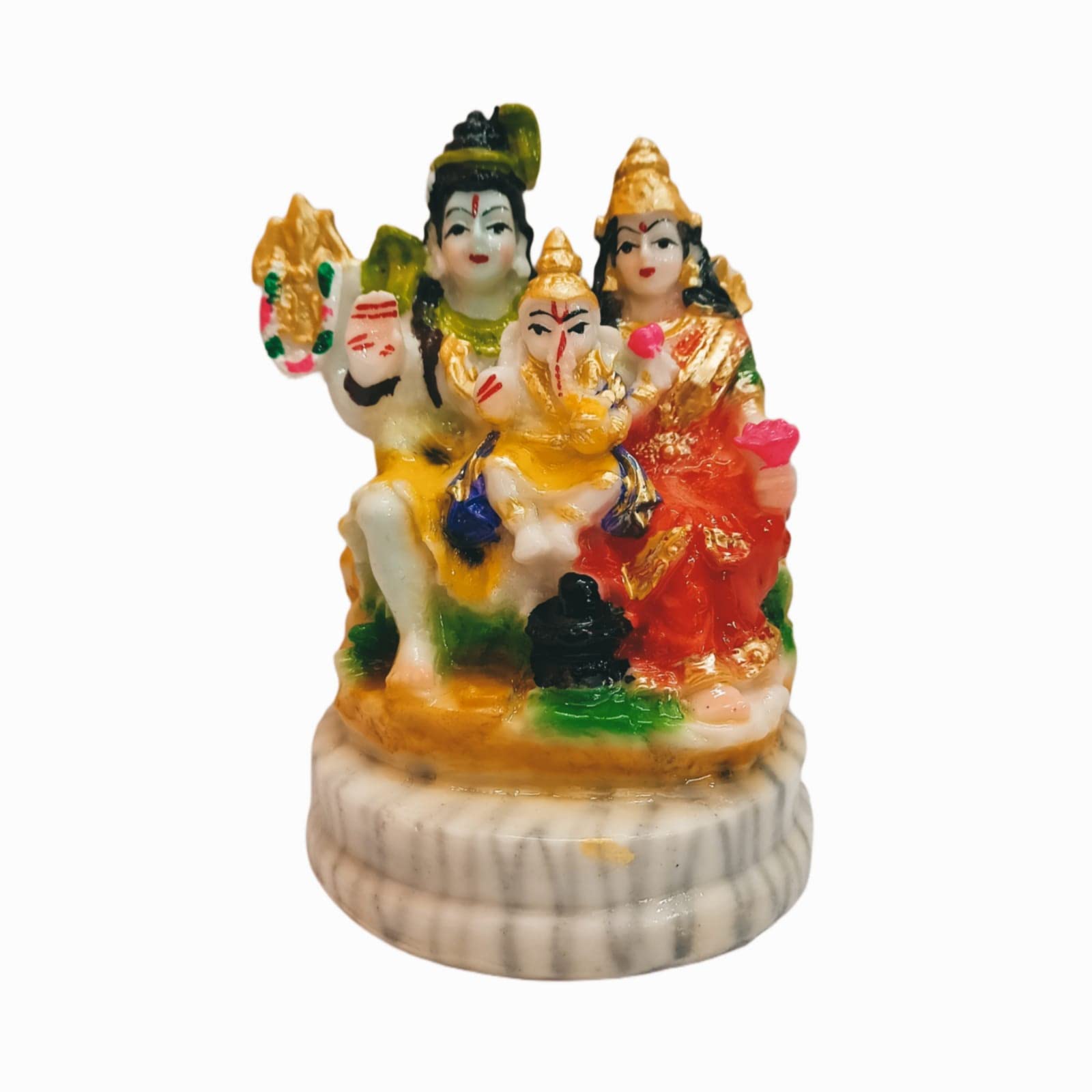 Shiv Parivar Family Idol Microraisin Marble for Home,Office, Car Dashboard Decorative Pooja Idol for Home Temple (5 inch)