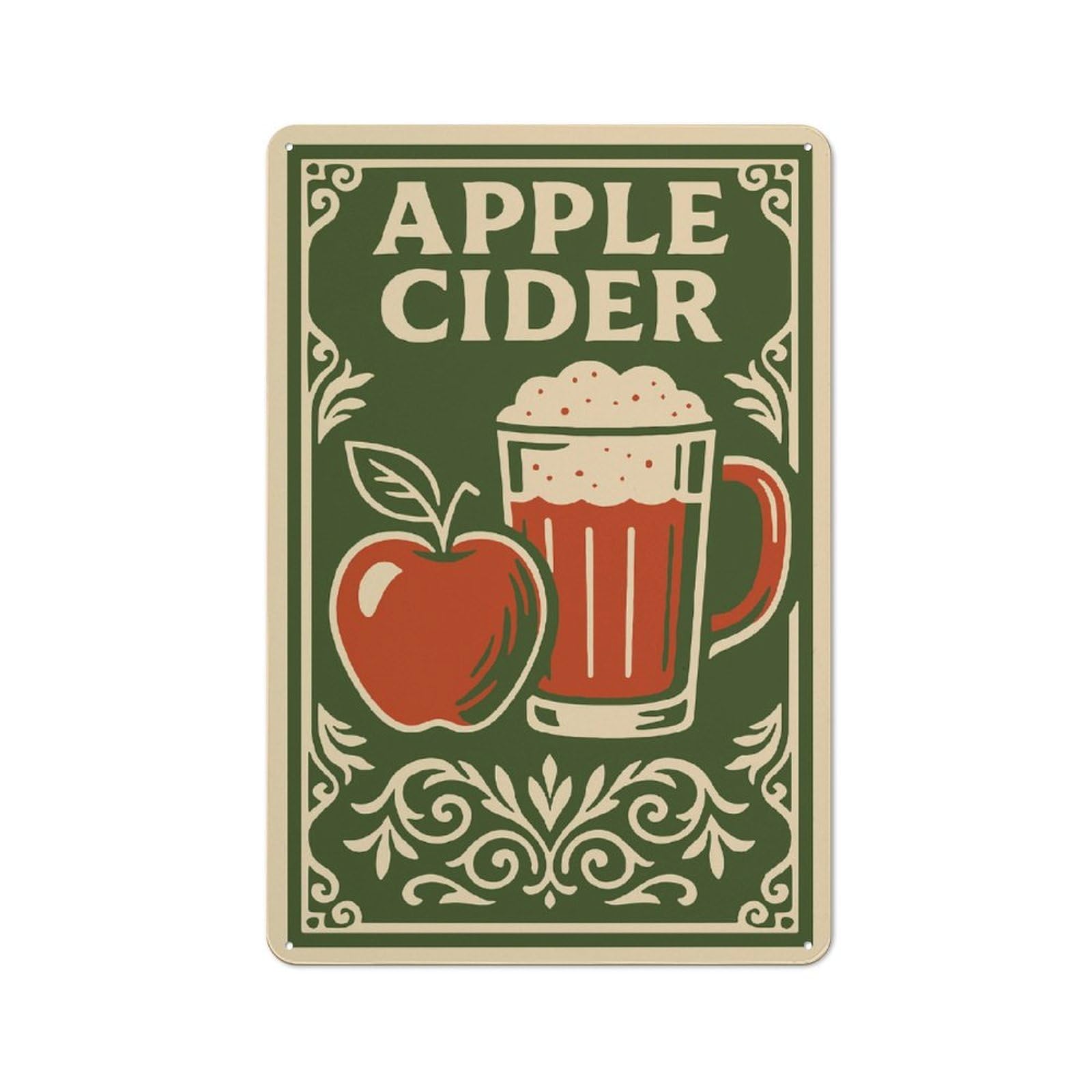 Junmoney Style-20 Cosy Apple Cider Vintage Style Metal Plaque 30X20cm, Kitchen Wall Decor For Kitchen, Cafe, Pantry Or Dining Room