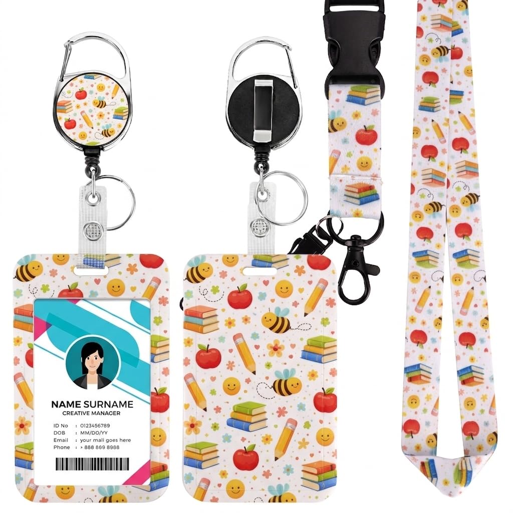 Lanyard with Card Holder, Durable Comfortable Lanyards & ID Card Holder, Waterproof ID Badge Holder for Women – Ideal for Office Work, School, Travel, Events, Nurses, Teachers (Stationery Bee)