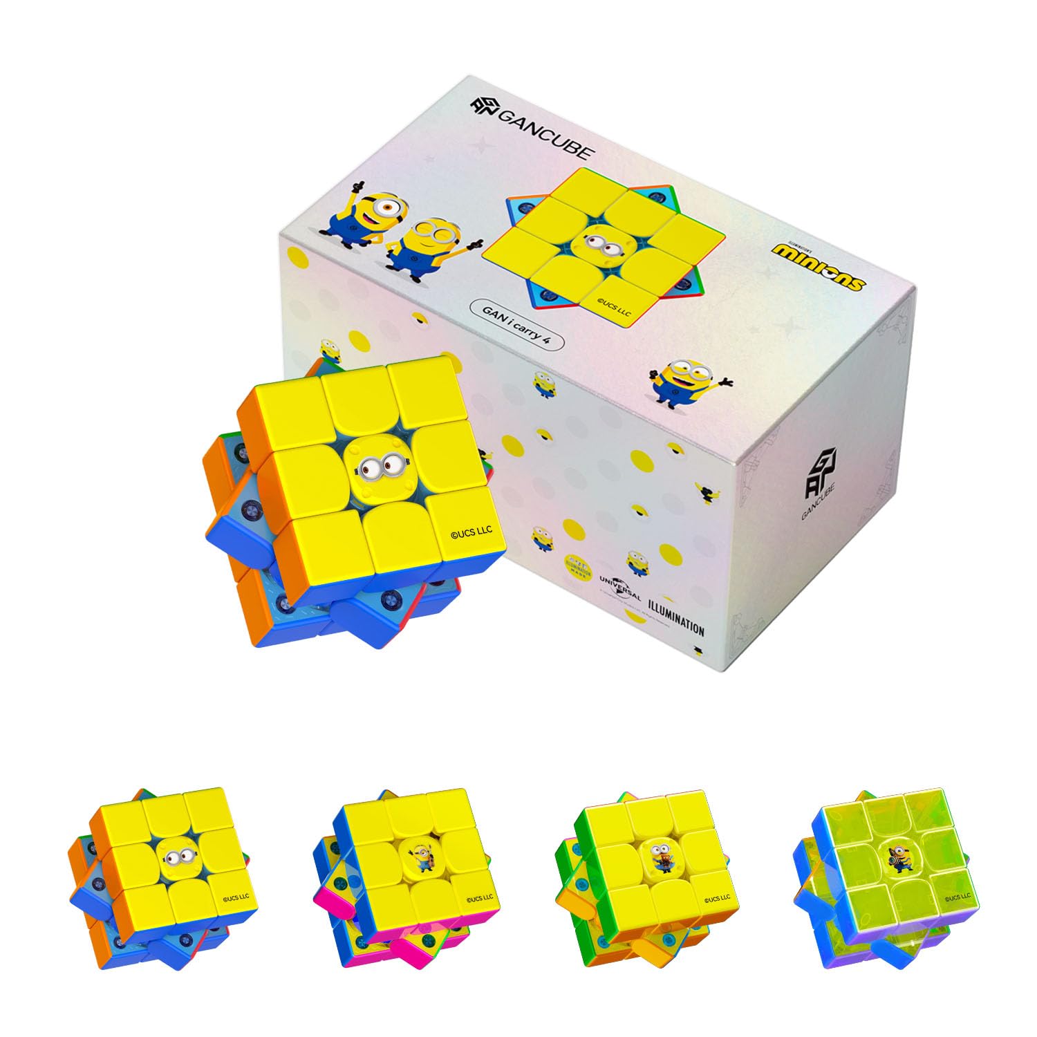 GAN icarry 4 Minions UV Cubo Professionale Smart Speed Cube magnetico 3x3 | Giocattoli Puzzle per Bambini, Adulti e Anziani, Prevengono la demenza, Scatole Regalo di alta Qualità, Oggetti da Collezione