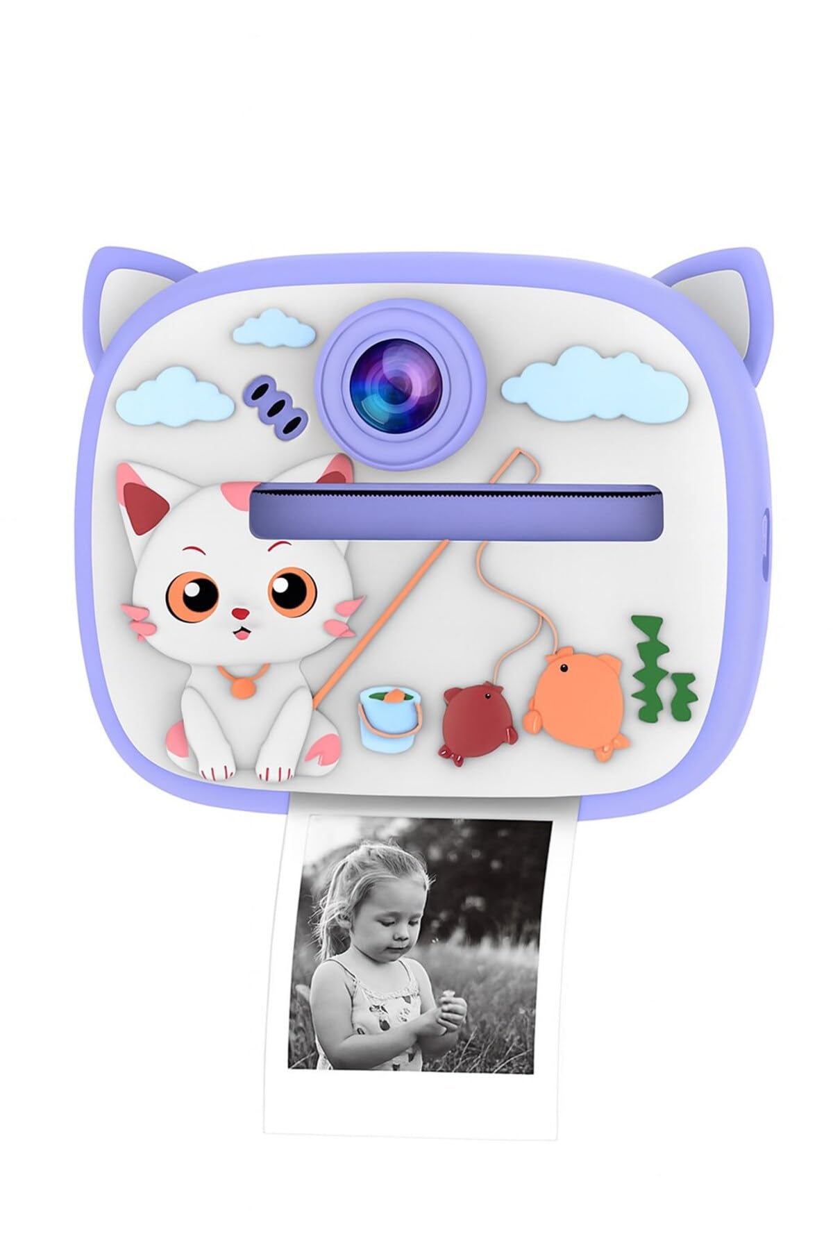 Drumstone (𝗦𝗽𝗲𝗰𝗶𝗮𝗹 𝟱 𝗬𝗲𝗮𝗿𝘀 𝗪𝗮𝗿𝗿𝗮𝗻𝘁𝘆) Cartoon Kids Instant Print Camera, 1080p HD Dual Lens Selfie Camcorder with 2.4 Inch Screen, Thermal Zero-Ink Printer, Portable Digital Toy-image-11
